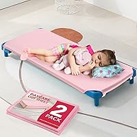 RowinsyDD 2 Pack Pink Daycare Cot Sheets 23x51 Inch - Breathable Microfiber with Elastic Corners for Toddlers & Preschoolers