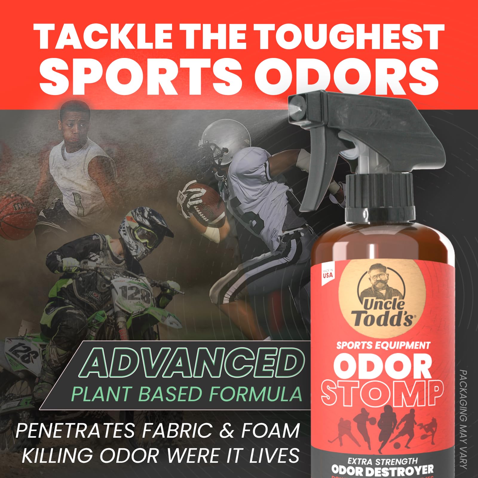 Uncle Todd's Fresh Gear - Espray eliminador de olores para equipos deportivos, desodorante extra fuerte alimentado por enzimas para fútbol, hockey, bolsas de gimnasio y equipo atlético, aroma Bamboo