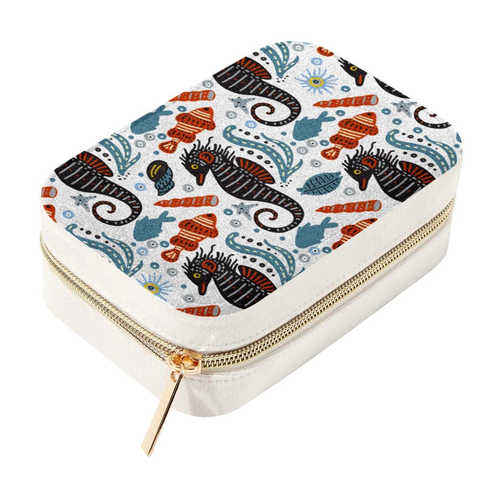 Boîte à bijoux velours anti-nœuds et compacte à motif coquillage
