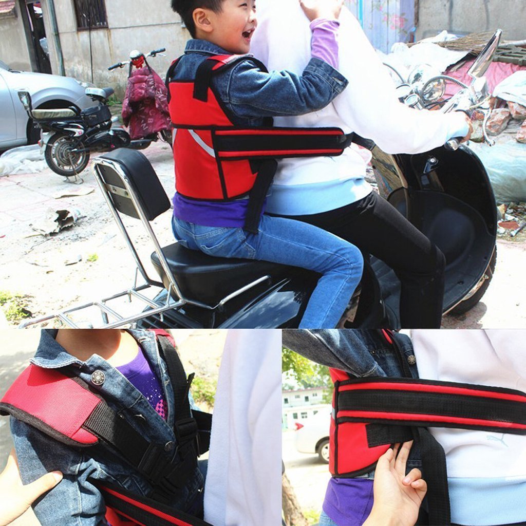 Adjustable Motorcycle Safety Seat Belt Electric Vehicle Safety Harness Strap for Children Safety(Black)