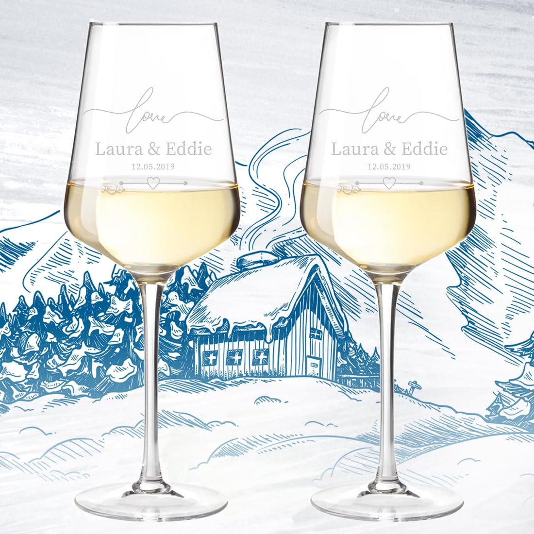 Lot De 2 Verres à Vin Personnalisables 560 Ml - Gravure Au Choix, Passe Au Lave-vaisselle, Verre Robuste