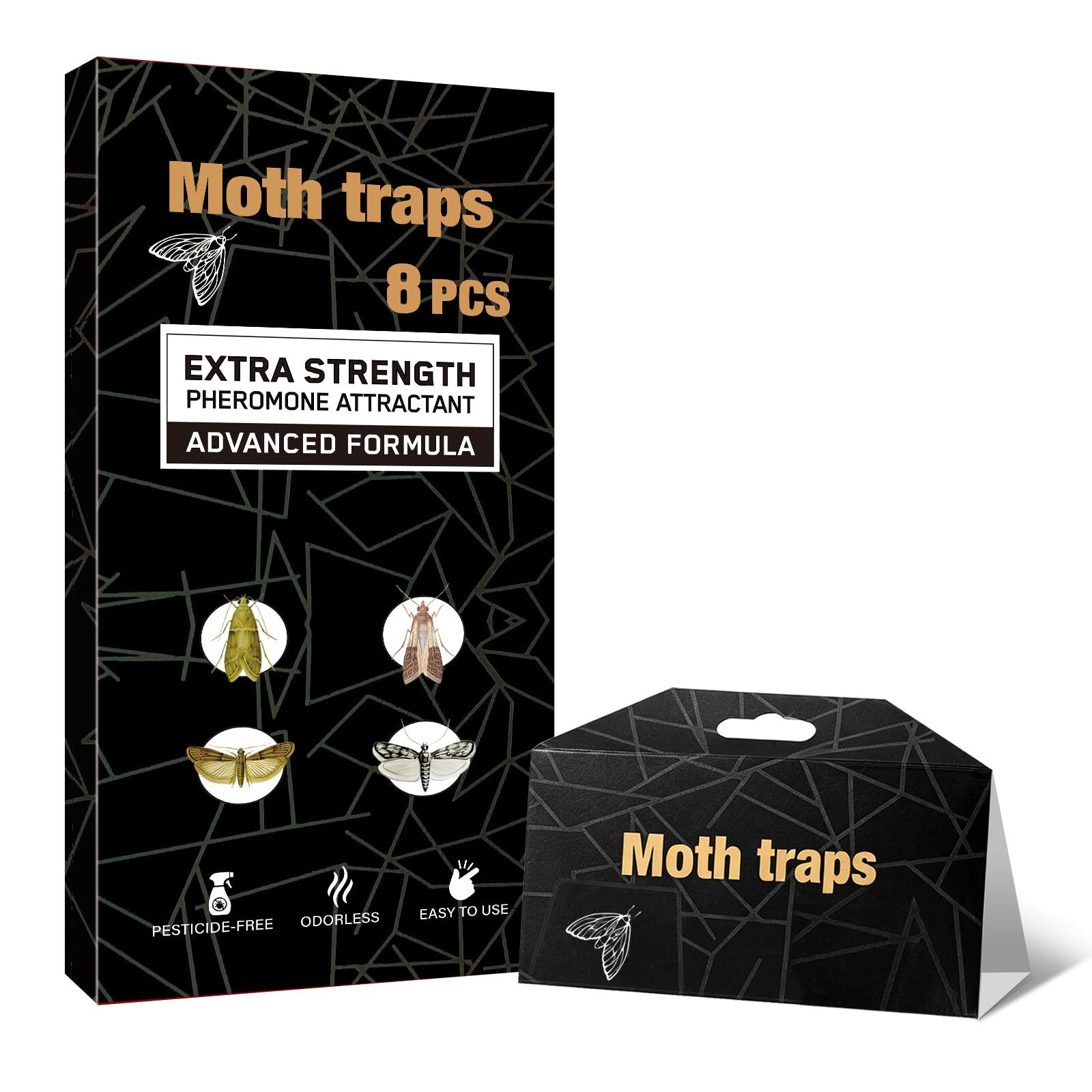 Upgraded Sticky Clothes & Pantry Moth Traps with Pheromone Lure, 8 Pack
