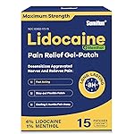 Sumifun 4% Lidocaine Patches Plus 1% Menthol - 15 Counts Maximum Strength OTC Pain Relief Patches for Back Ache Stiff Neck Joint Pain Muscle Soreness Topical Analgesic