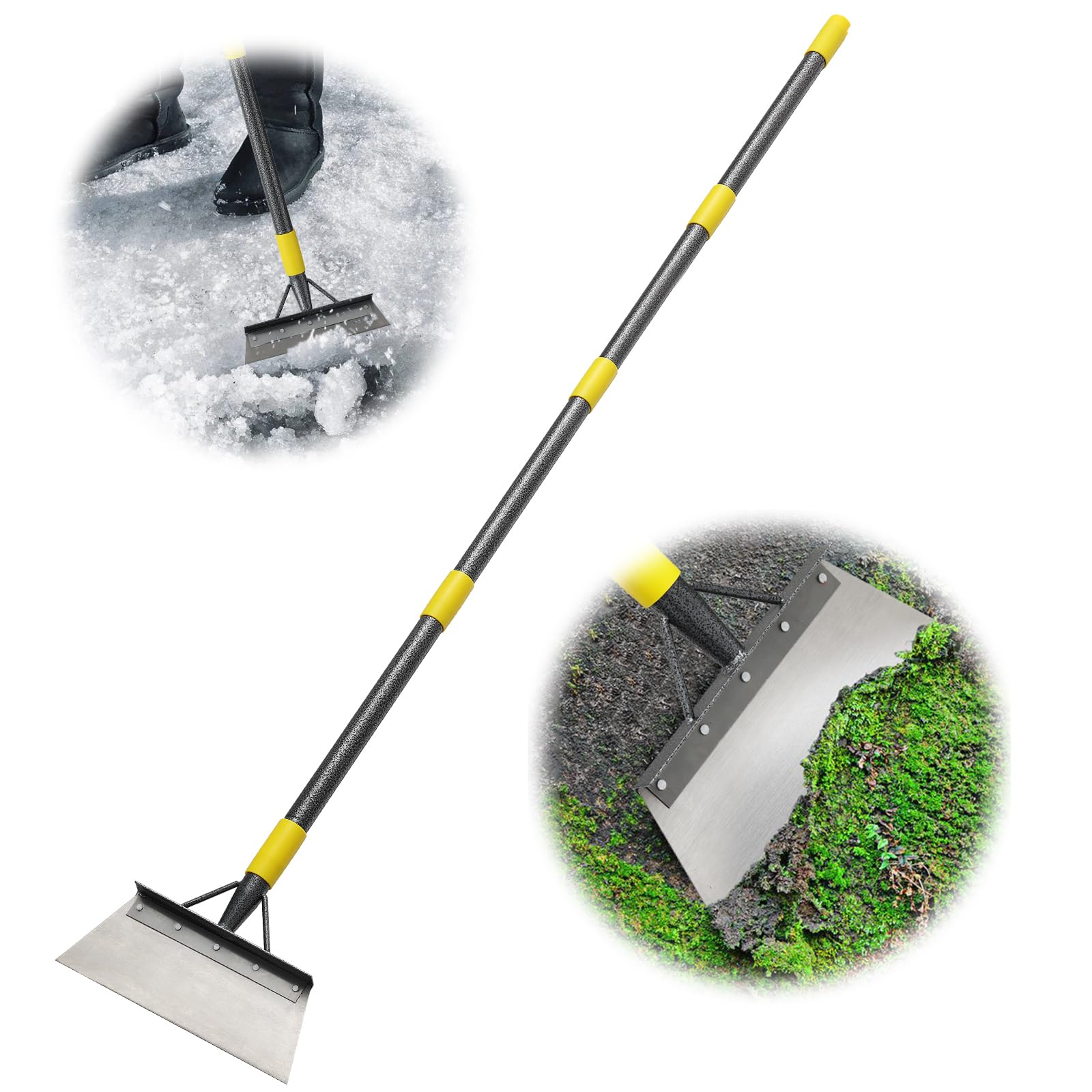 Garden Flat Shovel Scraper, 60 Inch Long Multifunctional Garden Cleaning Shovel, Heavy Duty Floor Scraper Long Handle,Meta...