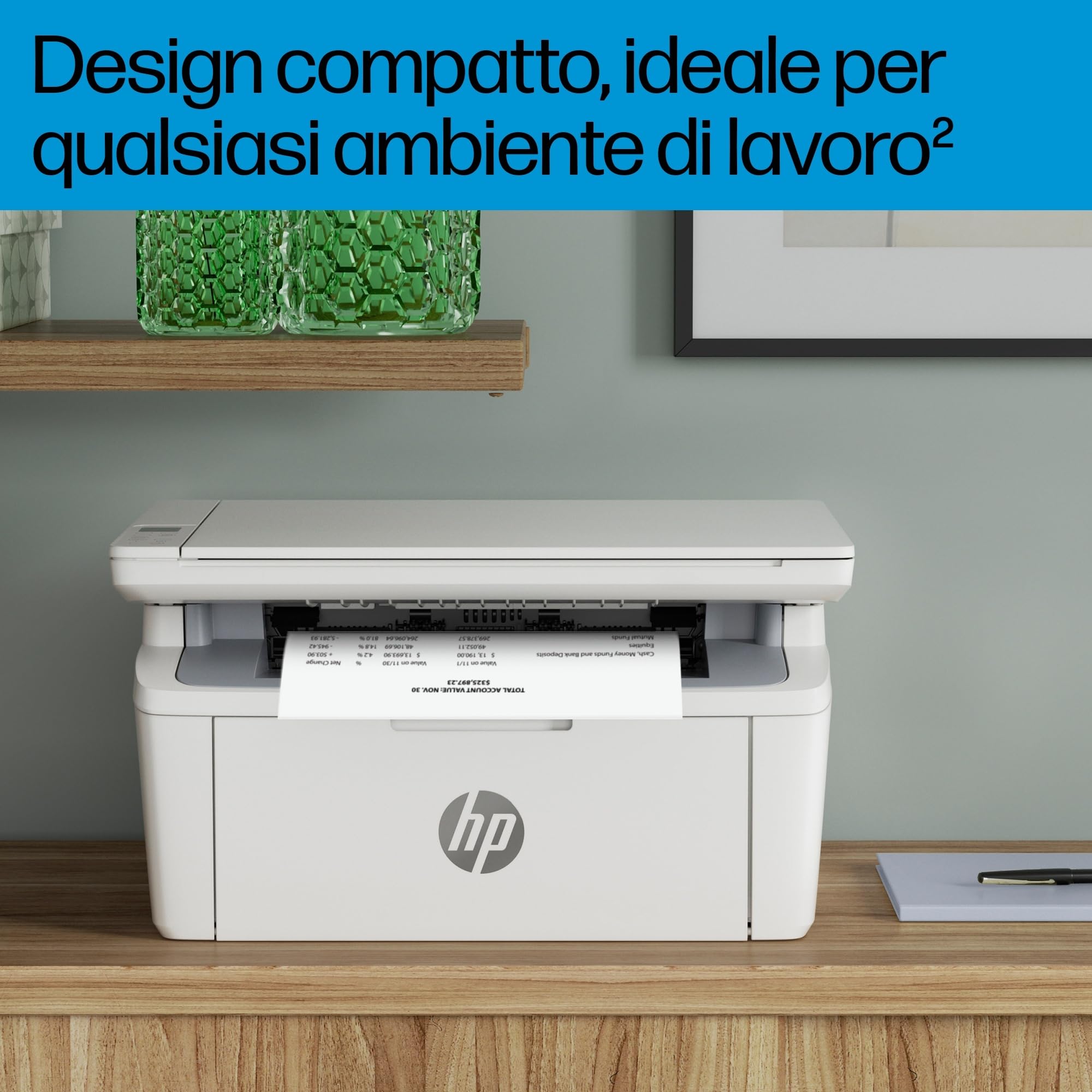 HP LaserJet M140we 7MD72E, Stampante Multifunzione Laser A4, Monocromatica, Stampa Fronte e Retro Manuale in b/n, 20 ppm, Wi-Fi, Smart, Bianca