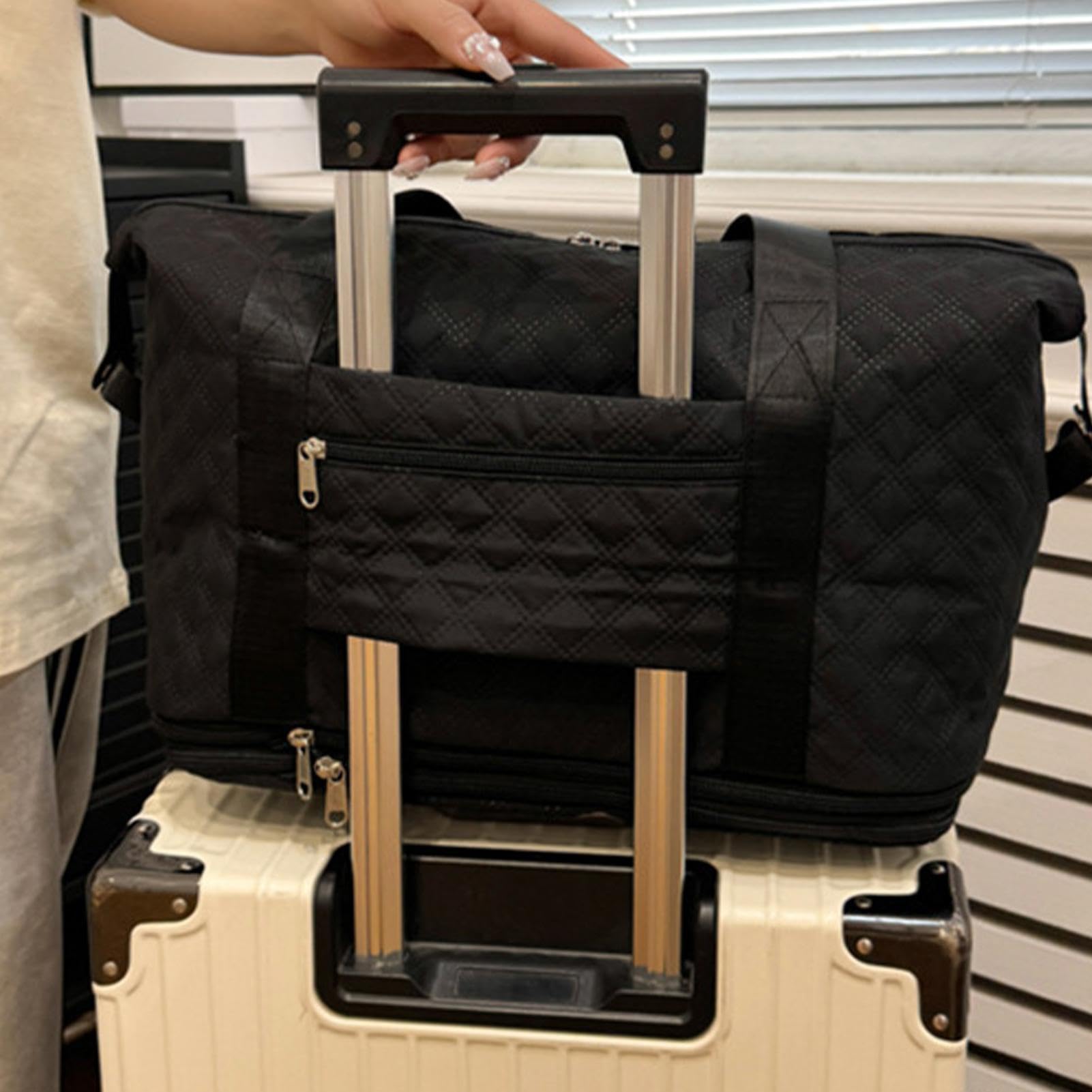Bolsa de viaje plegable expandible, bolsa de viaje con ruedas | bolsa de de mano, equipaje de mano expandible, bolsa de viaje para padres, bolsa de viaje expandible con ruedas, Black,