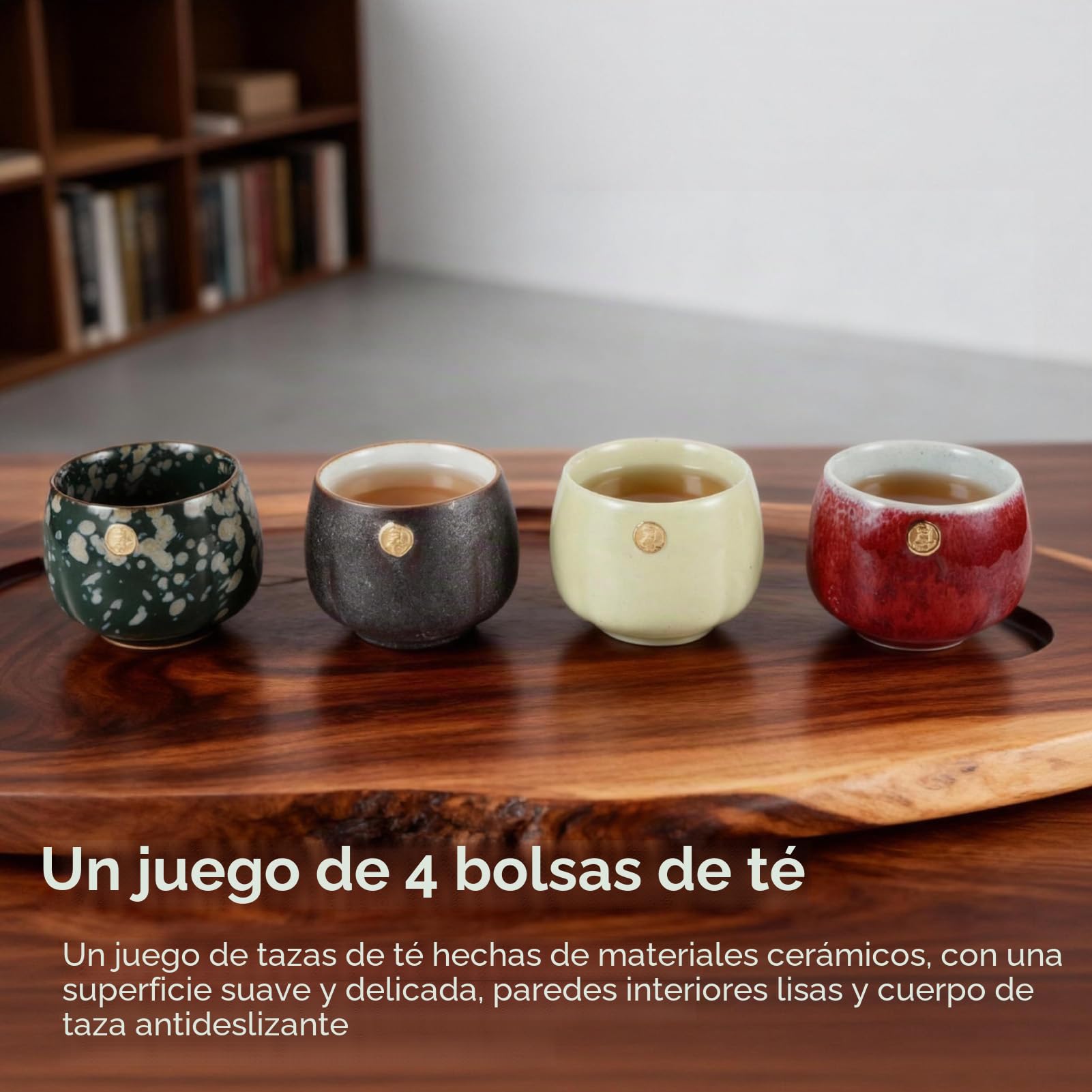 Juego de 4 tazas de té japonesas, tazas de té japonesas, juego de tazas de té japonesas para el hogar, oficina, regalos, tazas de té