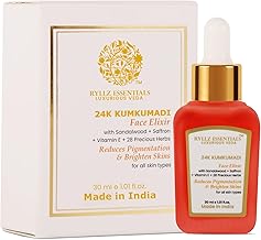 RYLLZ ESSENTIALS 24K Kumkumadi Elixir | Kumkumadi Tailam with 24K Gold, Red Sandalwood, Saffron & 28 Precious Herbs | for Dull Skin, Wrinkle, Dark Spots & Pigmentation | 30ML