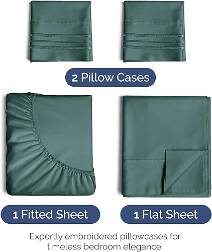 Vista 632 de Juego de sábanas de 4 piezas tamaño king, extrasuaves, transpirables y refrescantes con esquinas profundas, sábanas de fácil ajuste y sin arrugas
