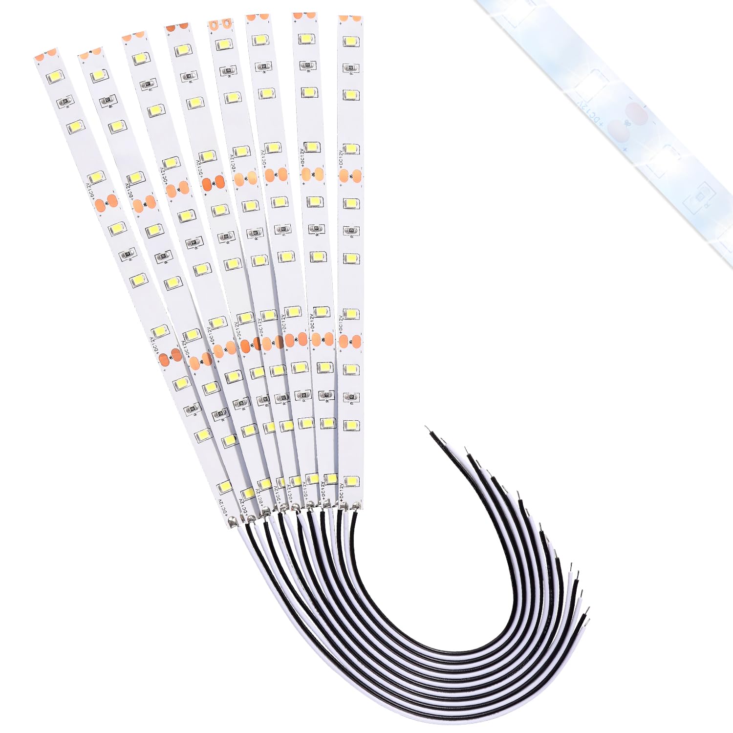 Lyeteung 8 PCS 150mm 12V - 18V Pre Wired Strip, 2835 SMD LED Model Railway LED Lighting, White, 150mm - 8pcs