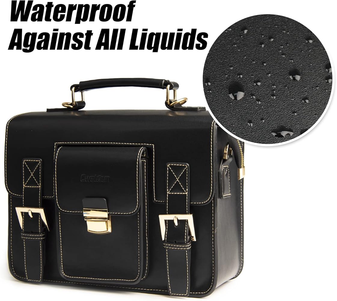 Amazon.com : Cwatcun Leather Camera Bag Compact Shoulder Bag for