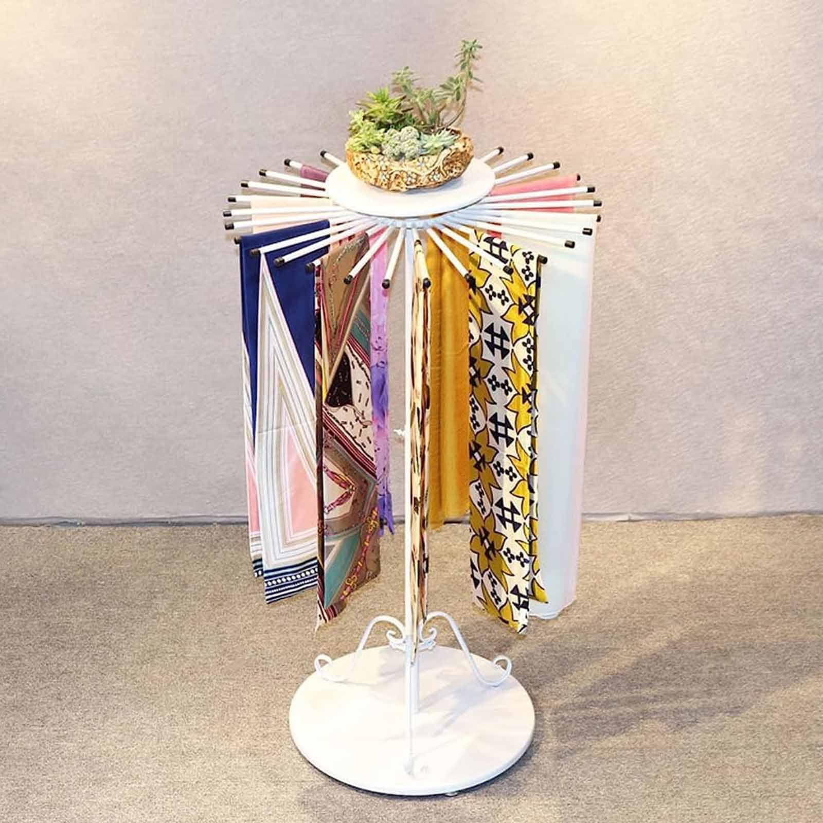 YNBSHGAA Freestanding Round Scarf Shelf, Large Capacity Floor Garment Rack, Metal Coat Rack for Entryway, Home Office,B-80cm