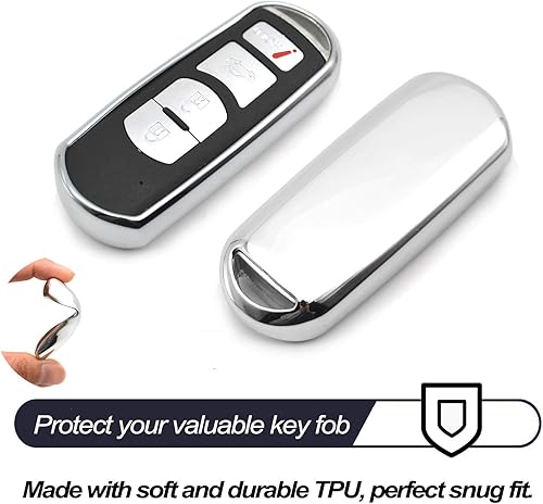 Miniatura 8 de Compatible con Mazda 3 6 CX-3 CX-5 CX-7 CX-9 MX-5 Miata Scion iA Toyota Yaris Smart 2 3 4 Botones Negro TPU Funda para llavero Soporte remoto