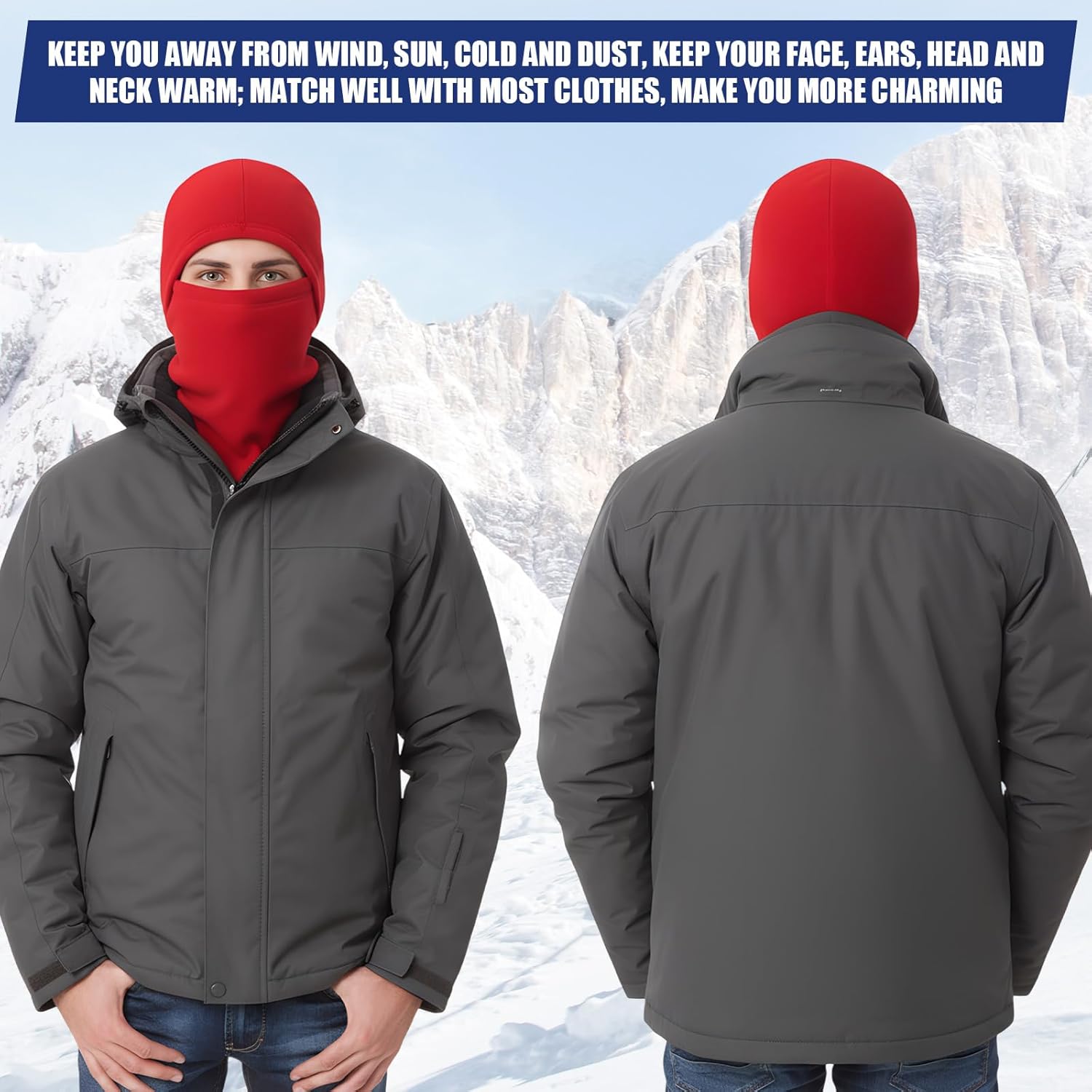 6 Pcs Ski Mask for Men Full Face Cover Winter Warm Fleece Balaclava Windproof Thermal Winter Face Mask Cover - Image 4