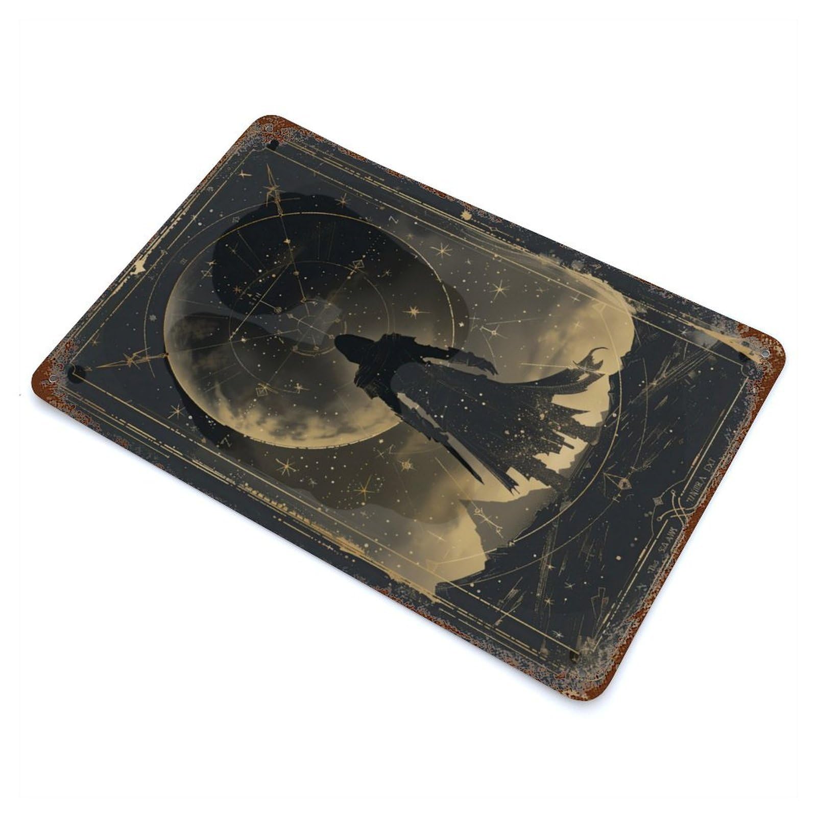 Moonlight Vigil Rusty Metal Tin Sign 11.8"x7.9", Industrial Home Decor for Garage, Pub Or Kitchen