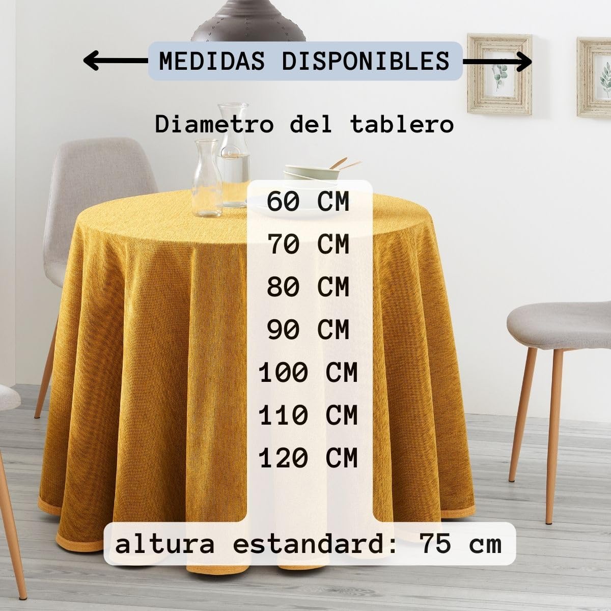 Lanovenanube Ropa o Falda Camilla, Enaguilla Redonda de Tejido Chenilla, Medida 90 cm diámetro, Color Mostaza. Mantiene el Calor. Aspecto Aterciopelado y Tacto Muy Suave.