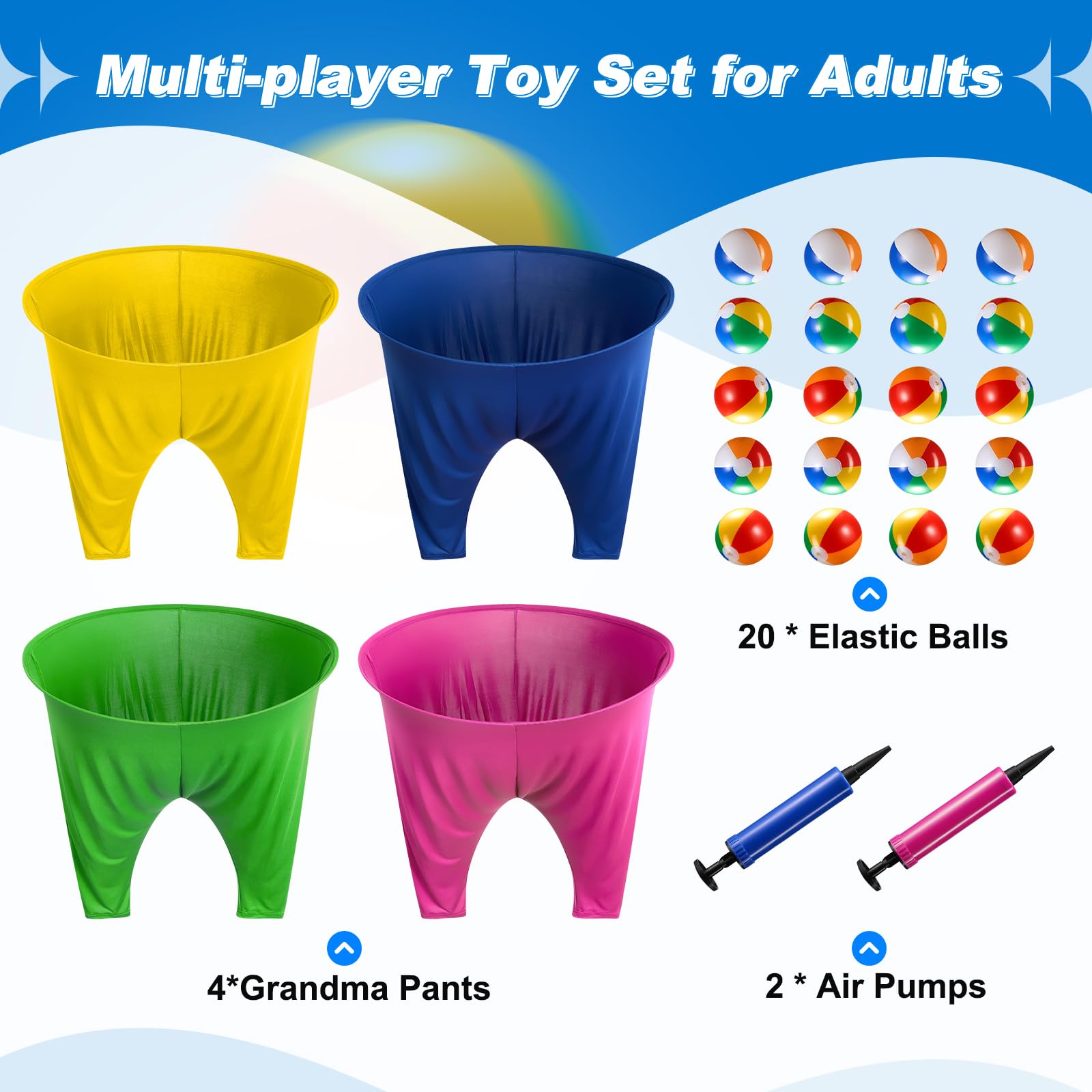 Granny Pants Hof-Spielsets, 4-teiliges Set für Familienpartys, Outdoor-Spiele mit Hüpfbällen für Erwachsene und Kinder, das Familientreffen, ultimative Hinterhof-Party-Spiele