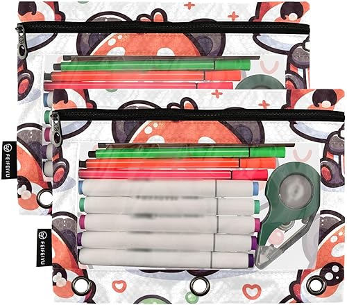 Miniatura 8 de SUABO Estuche para lápices de flores de margarita verde para carpeta de 3 anillas, estuche para lápices, bolsa de cosméticos con ventana