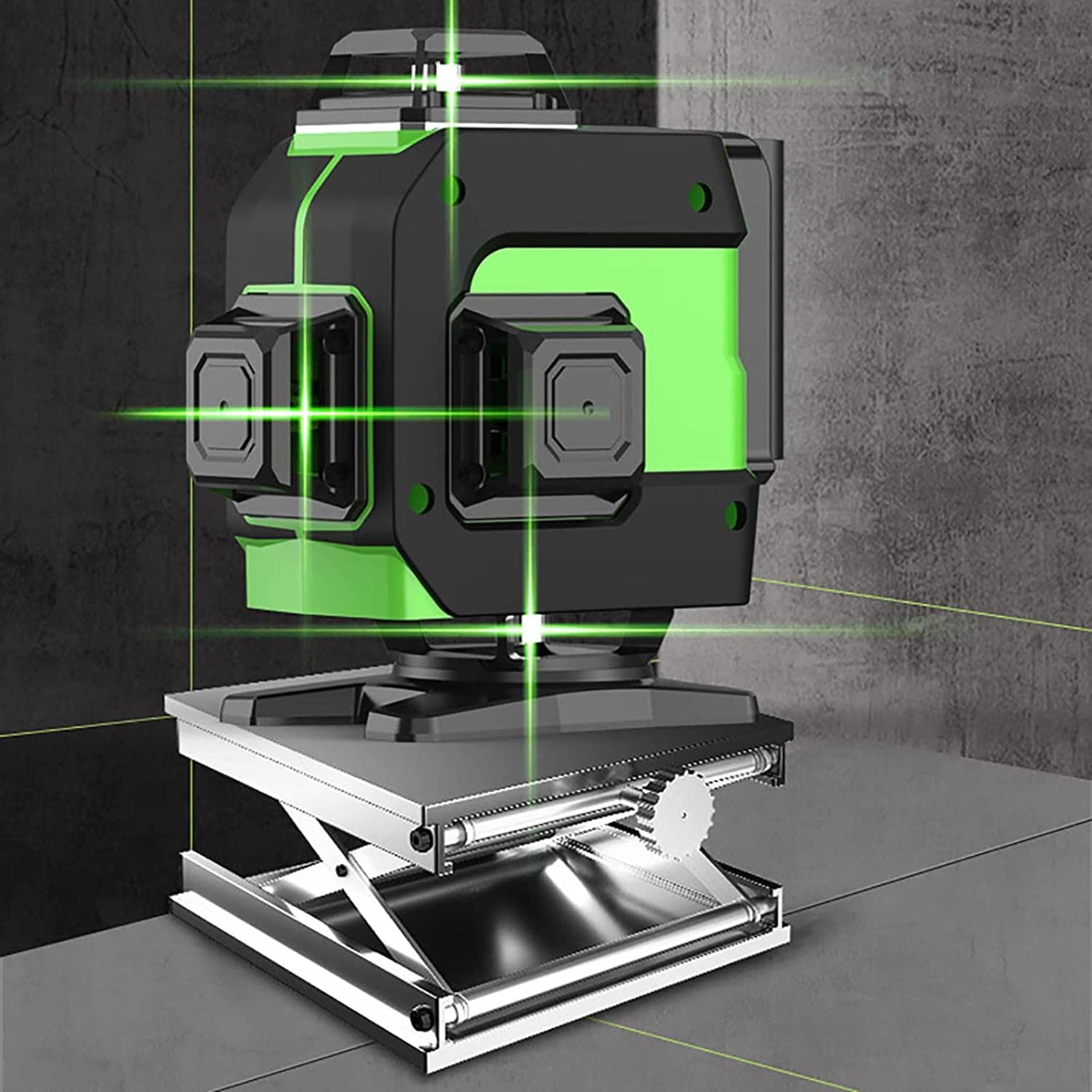 Zielony poziom lasera 16 linii, samopoziomujący poziom lasera 3x360 ° linia krzyżowa, wiązka pionowa pozioma linia, wodoodporna do wieszania obrazów, budownictwo
