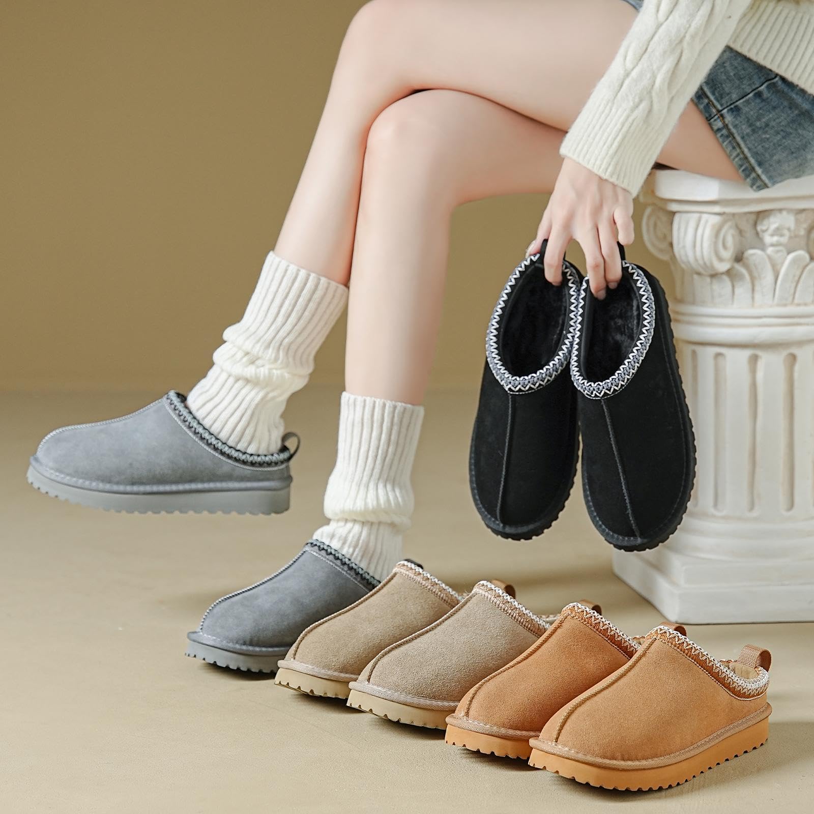 Mishansha Zapatillas Casa Mujer Invierno | Pantuflas de Peluche, Cálido, Antideslizantes