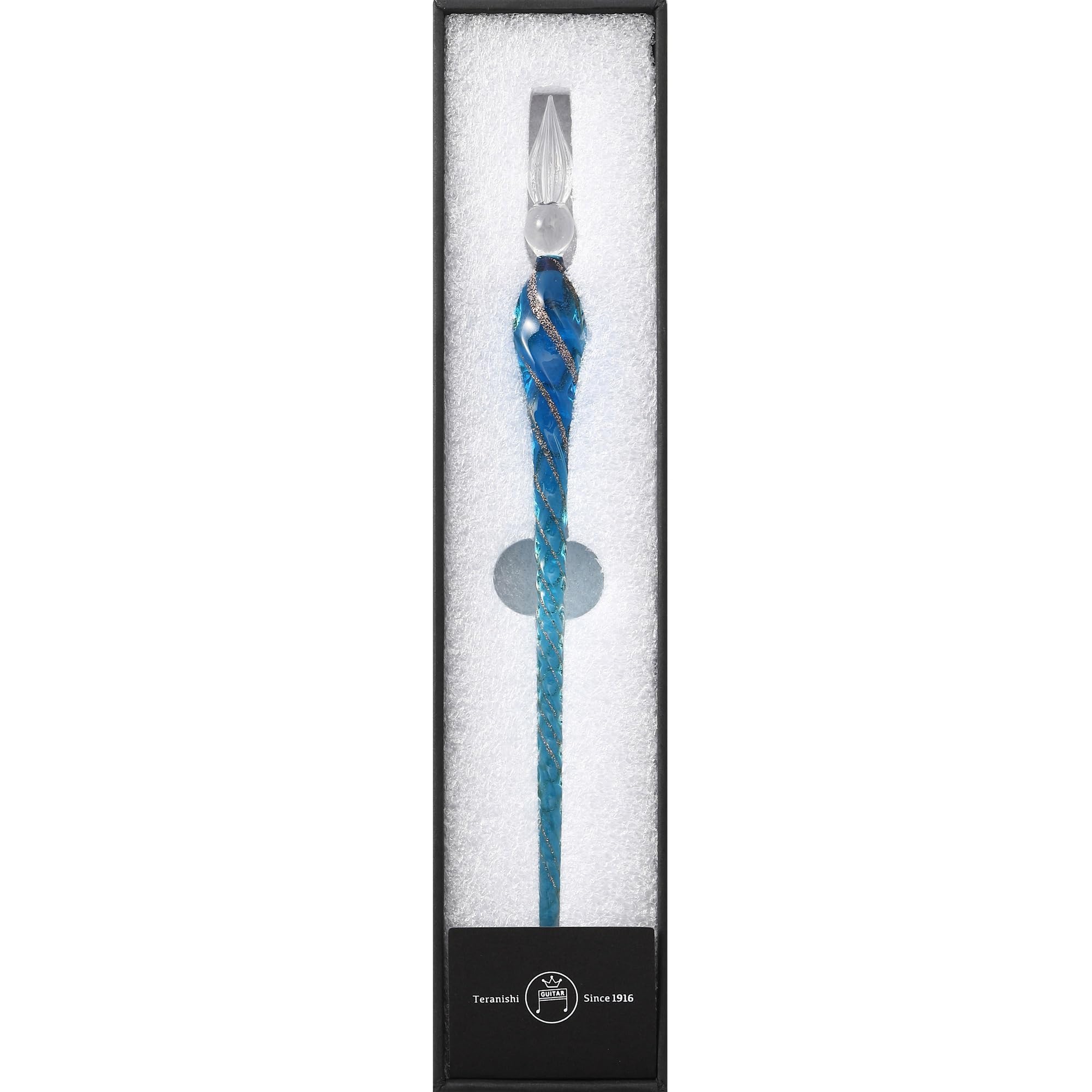 Teranishi Guitar Glass Dip Pen Twist Clear Blue Handmade Hard Glass Japan