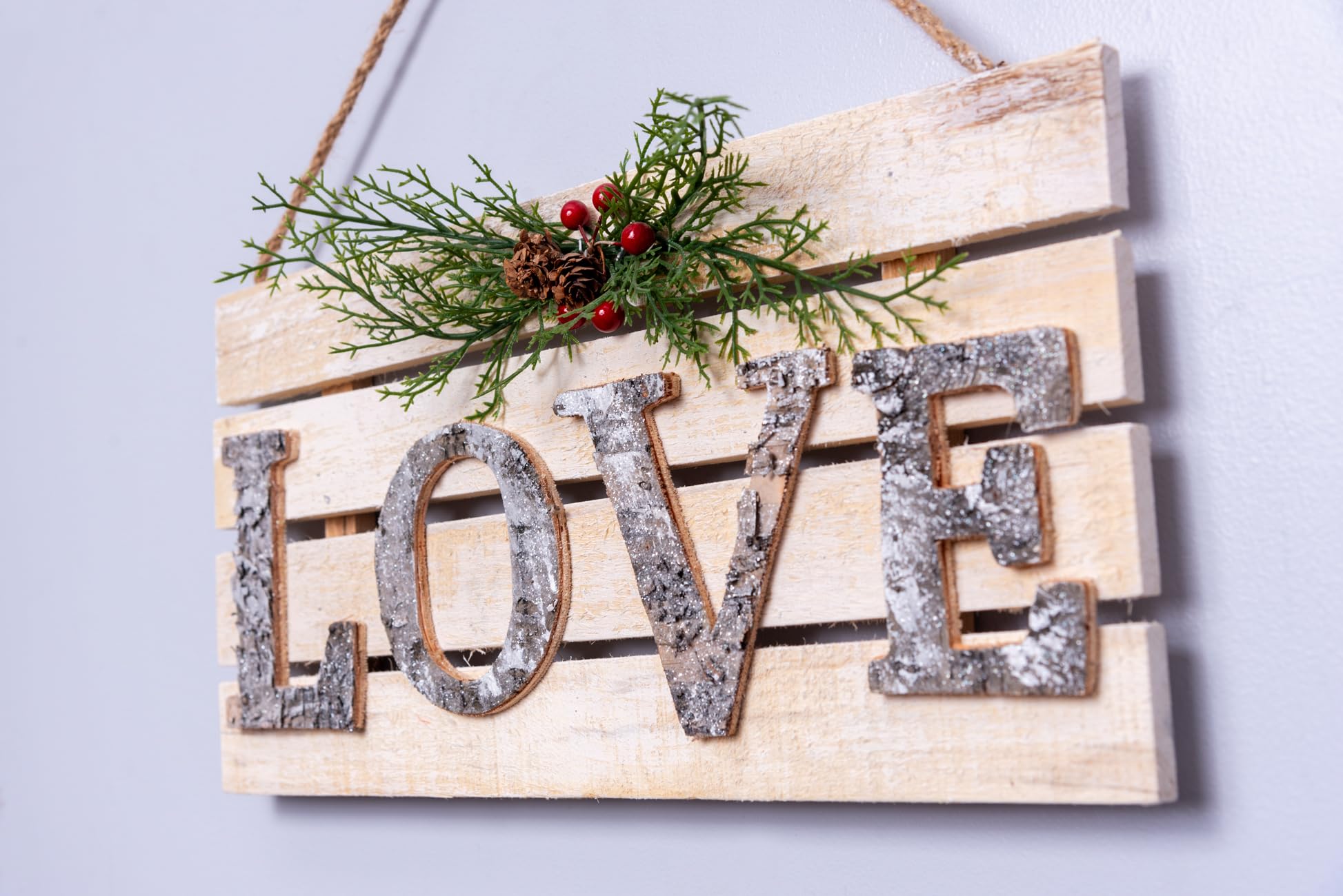 Christmas Hanging Wall Sign, LOVE Letters in Wooden Frame, 20x40cm Decorative Plaque, Holiday Wall Art for Home,Door,Wall - Image 3
