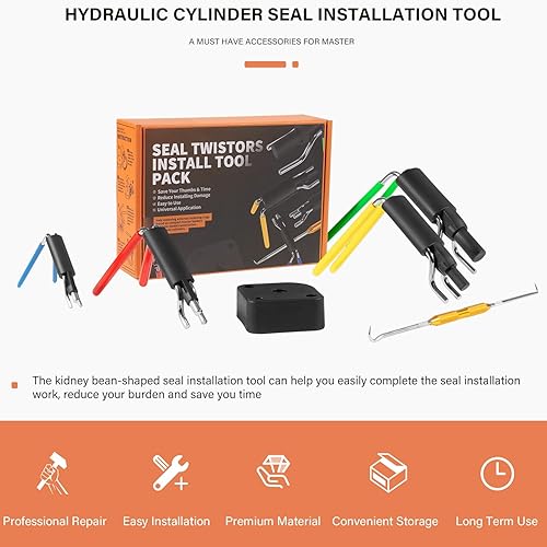 Miniatura 2 de Kit de sello de cilindro hidráulico-Herramienta de instalación de sello de varilla Herramienta de instalación hidráulica U-Cup Twistor 6 PCS con