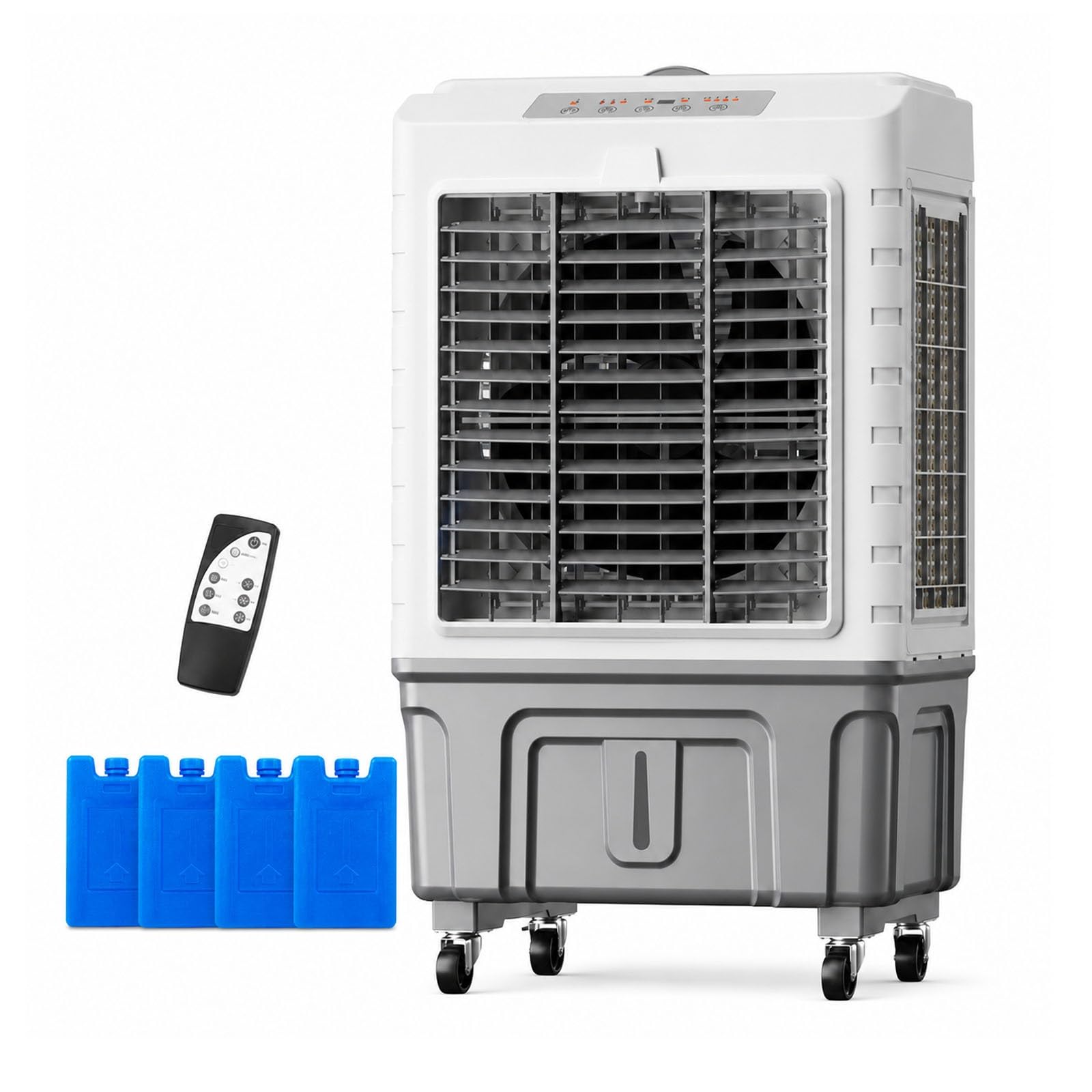 Swamp Cooler Air Conditioner, 13.2 Gal Portable Evaporative Air Cooler with Remote, 3 Speeds, 120° Oscillation, 7.5H Timer, Top Fill Water Cooling Fan for Room Garage Workshop