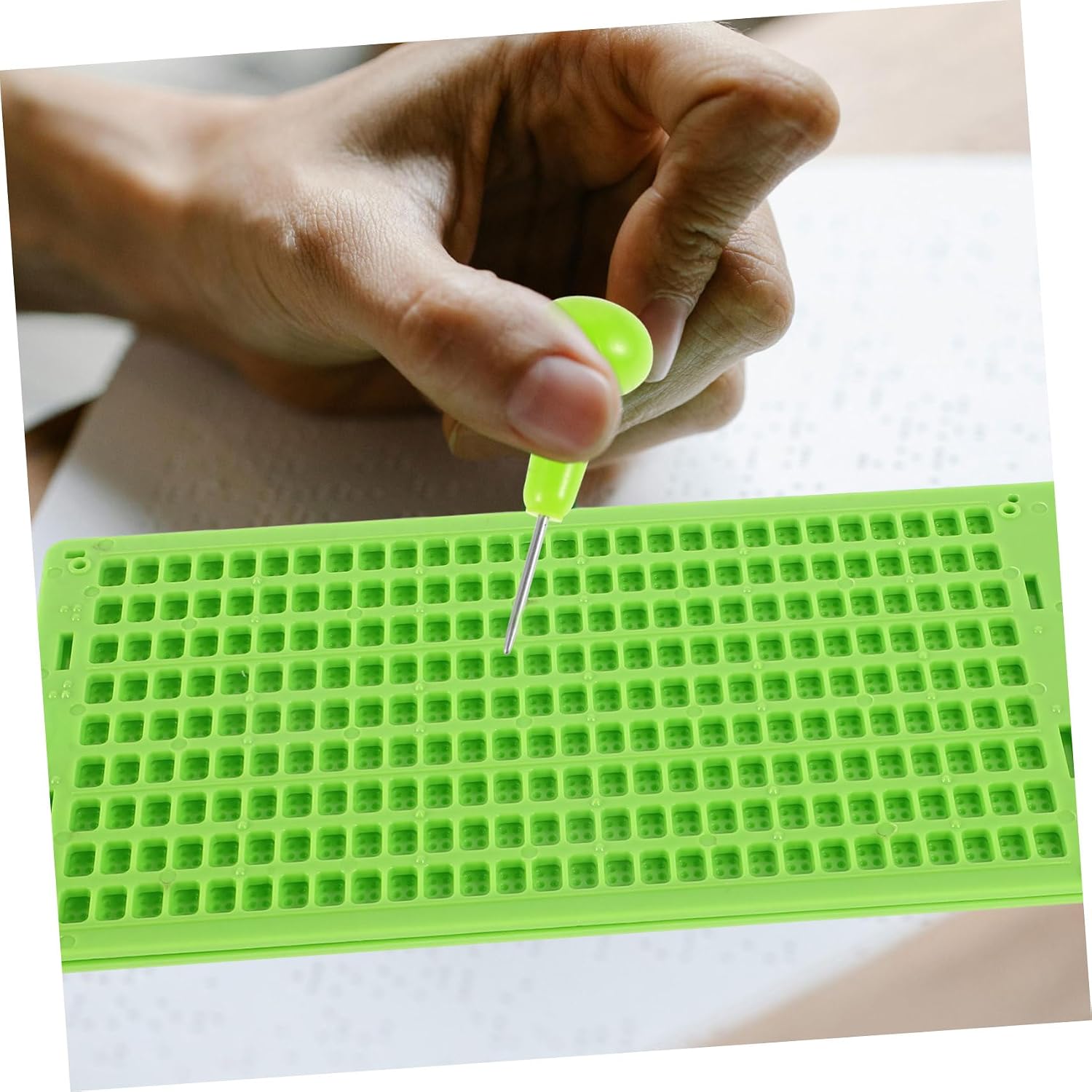 Braille for Blind Rows Plastic Braille Writing Plate Stylus Blind Learning Tool Green