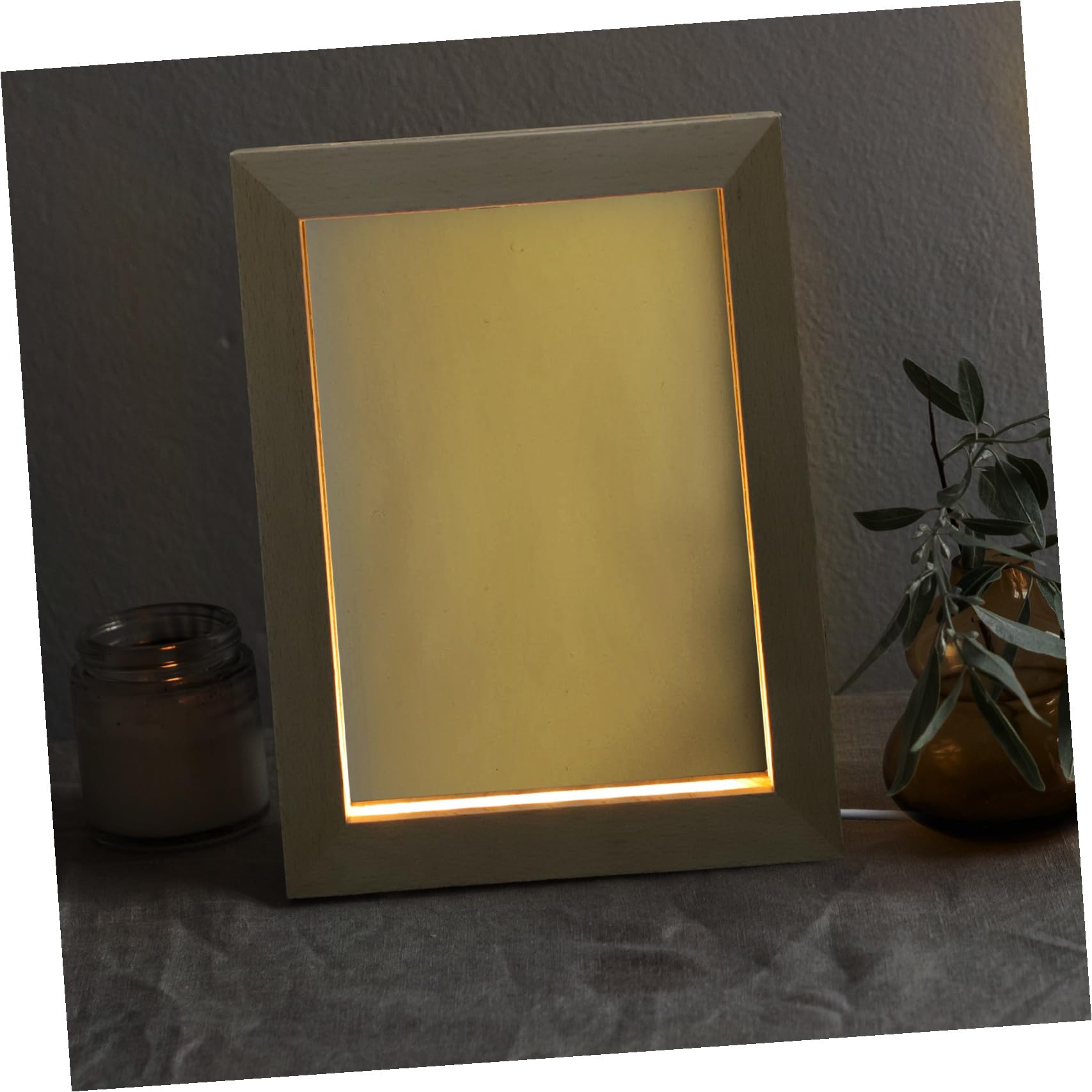 Marco de Fotos LED de Madera para Escritorio, Luz Nocturna Decorativa