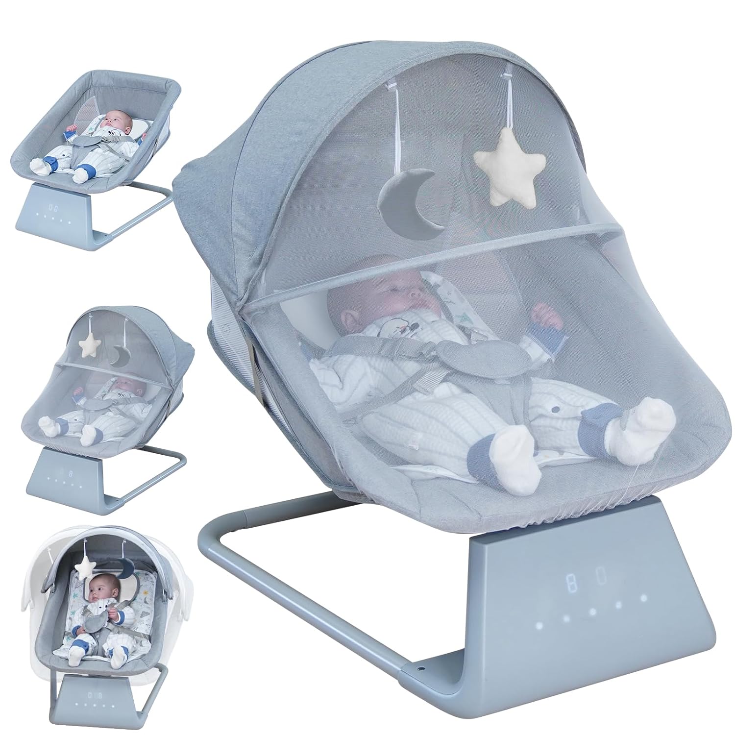 Baby Swing for Infants | Electric Baby Bouncer and Rocker with Large Screen, Remote Infant Swing for Boy Girl with Bluetooth, Swings for Infants to Toddler with 11 Lullabies, 5 Speeds