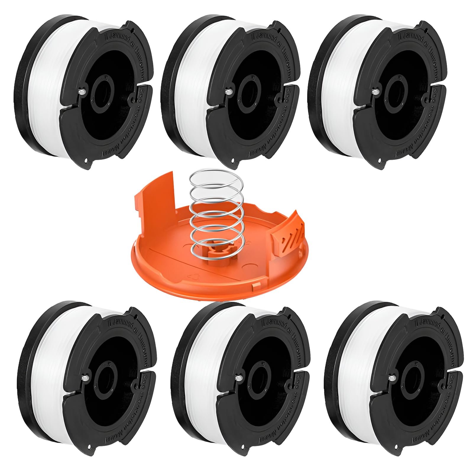 luolety Grass Trimmer Spools for Black Decker AF-100-3ZP AF-100 AF-100-BKP, Auto Feed Spool String Trimmers Line A6481 A6485 AF-100, 9.1m long 1.65mm dia (6 Spool+1 Cap)