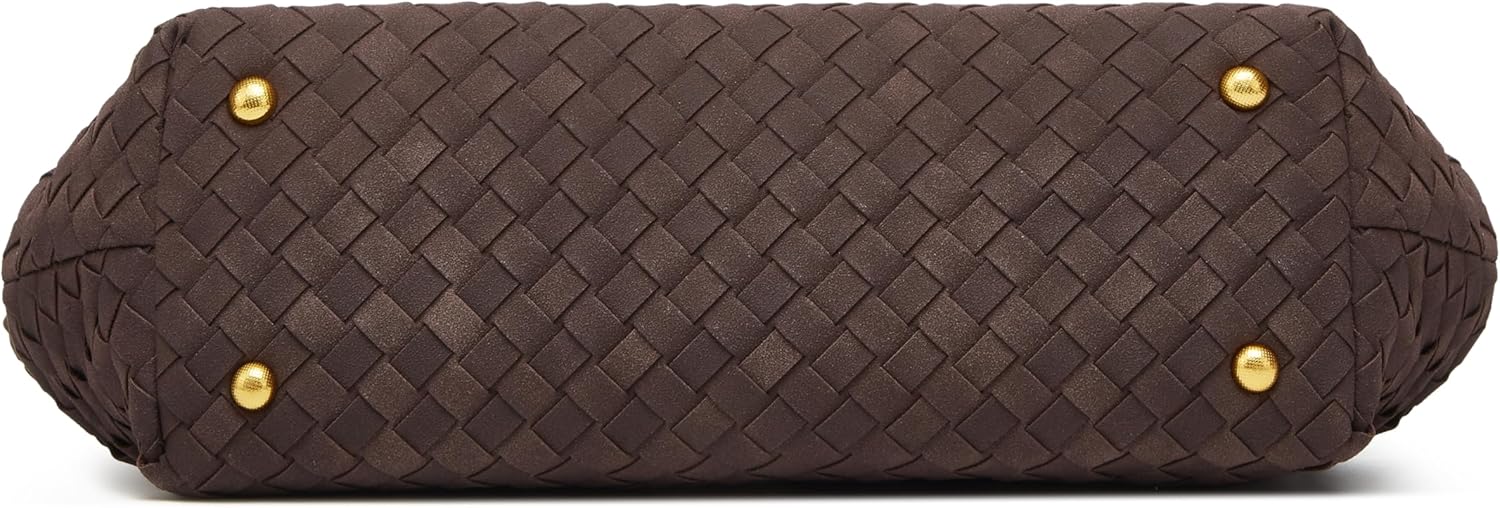 Suede Woven Tote Bag for Women Faux Suede Shoulder Bag Woven Purse Vintage Top Handle Handbags Slouchy Hobo Purses Satchel - Image 7