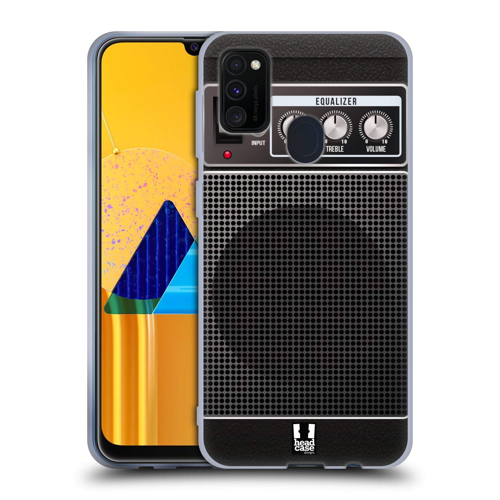 Head Case Designs Black Acoustic Guitar Amp Soft Gel Case and Matching Wallpaper Compatible With Galaxy M30s (2019)/M21 (2020)