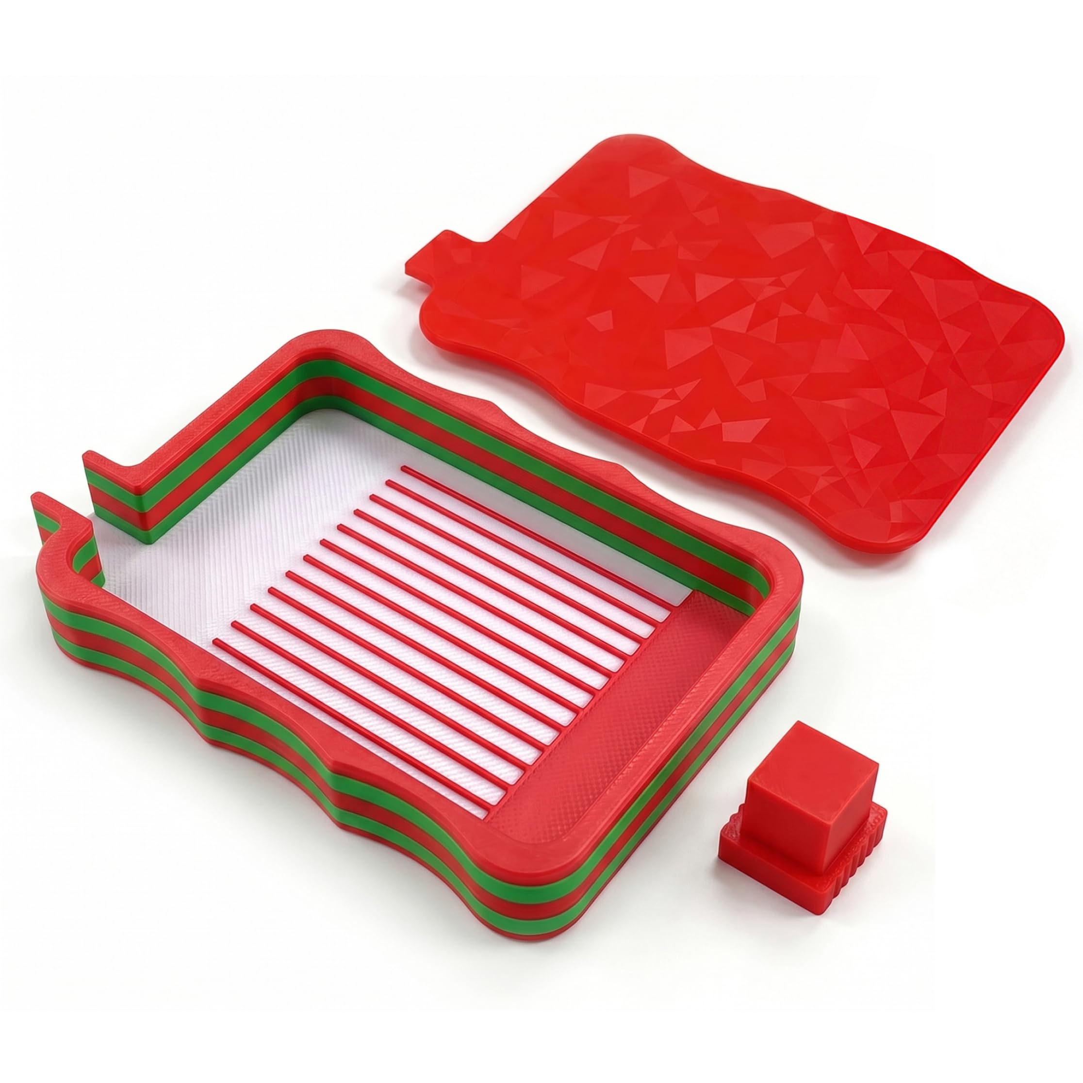 Xdyyjrasa Diamond Art Tray - Layered Rhinestone Sorting Tray, Sandwich Design Bead Sorting with Non-Slip Texture, Stackable(Red)