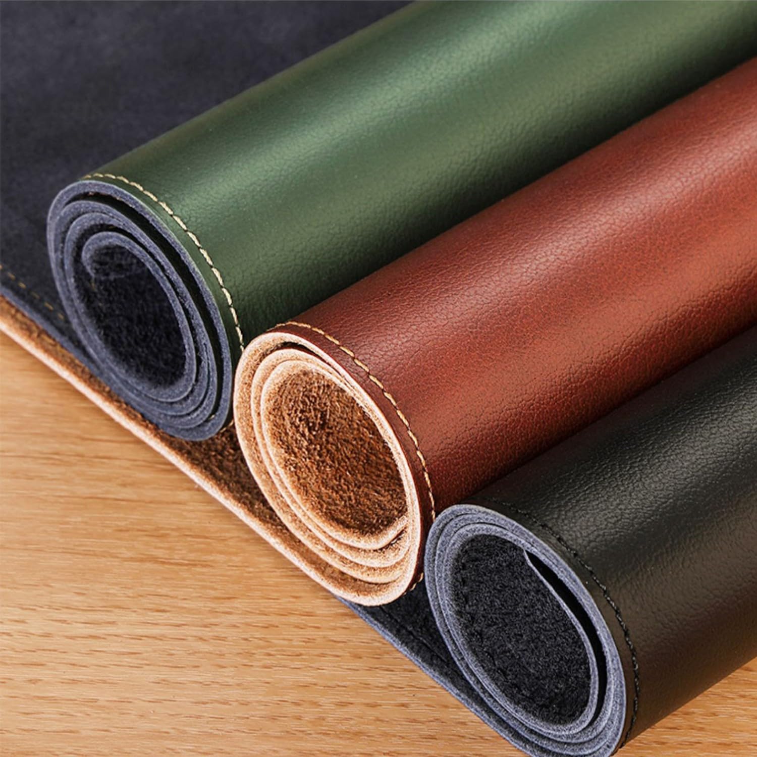 Tappetino da scrivania allungabile in vera pelle, Tappetino mouse grande per ufficio e gaming, Blocco da scrivania resistente, Per la protezione e l'arredamento di casa e ufficio(Black,60x30cm)