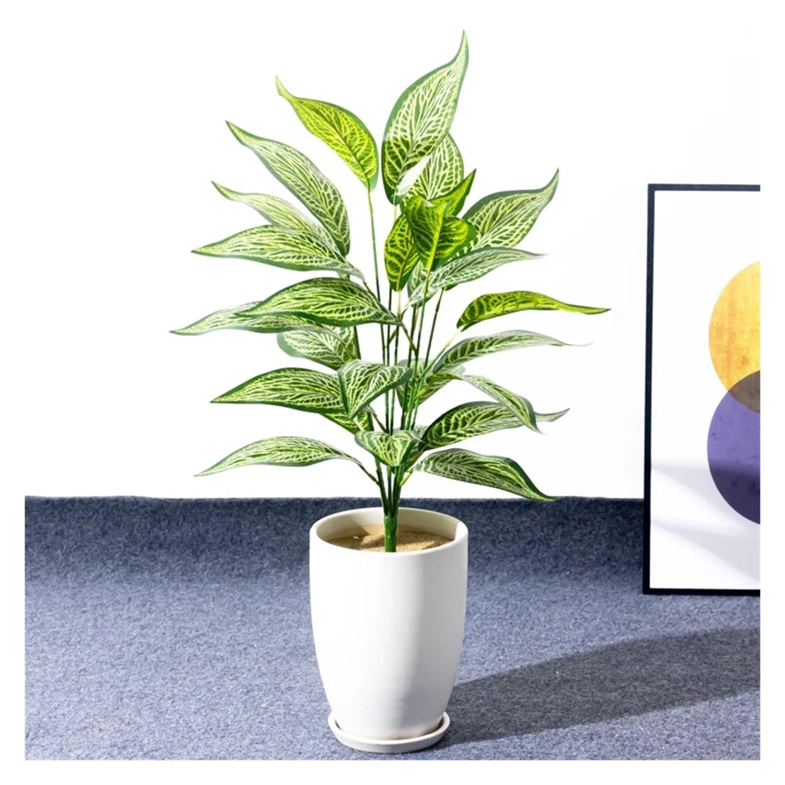 Künstliche Tannenzweige 76 cm 26 Blätter Künstliche Magnolienpflanzen Tropischer Baum Gefälschte Palme Zweig Kunststoff Banyan Blatt Falsche Monstera for Hausgarten Dekor(76cm 26leaves lvban)