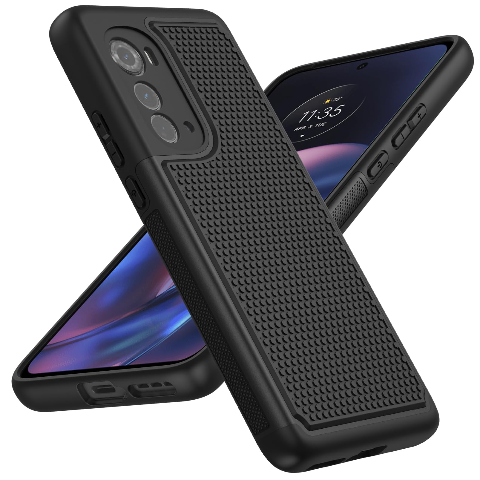 JXVM for Motorola Moto Edge 2022 Case: Moto Edge 2022 5G UW Dual Layer Case | Shockproof Protective Cell Phone Cover with Hybrid Sturdy Textured Shell - Drop Proof Protection - 6.6 inches (Black)