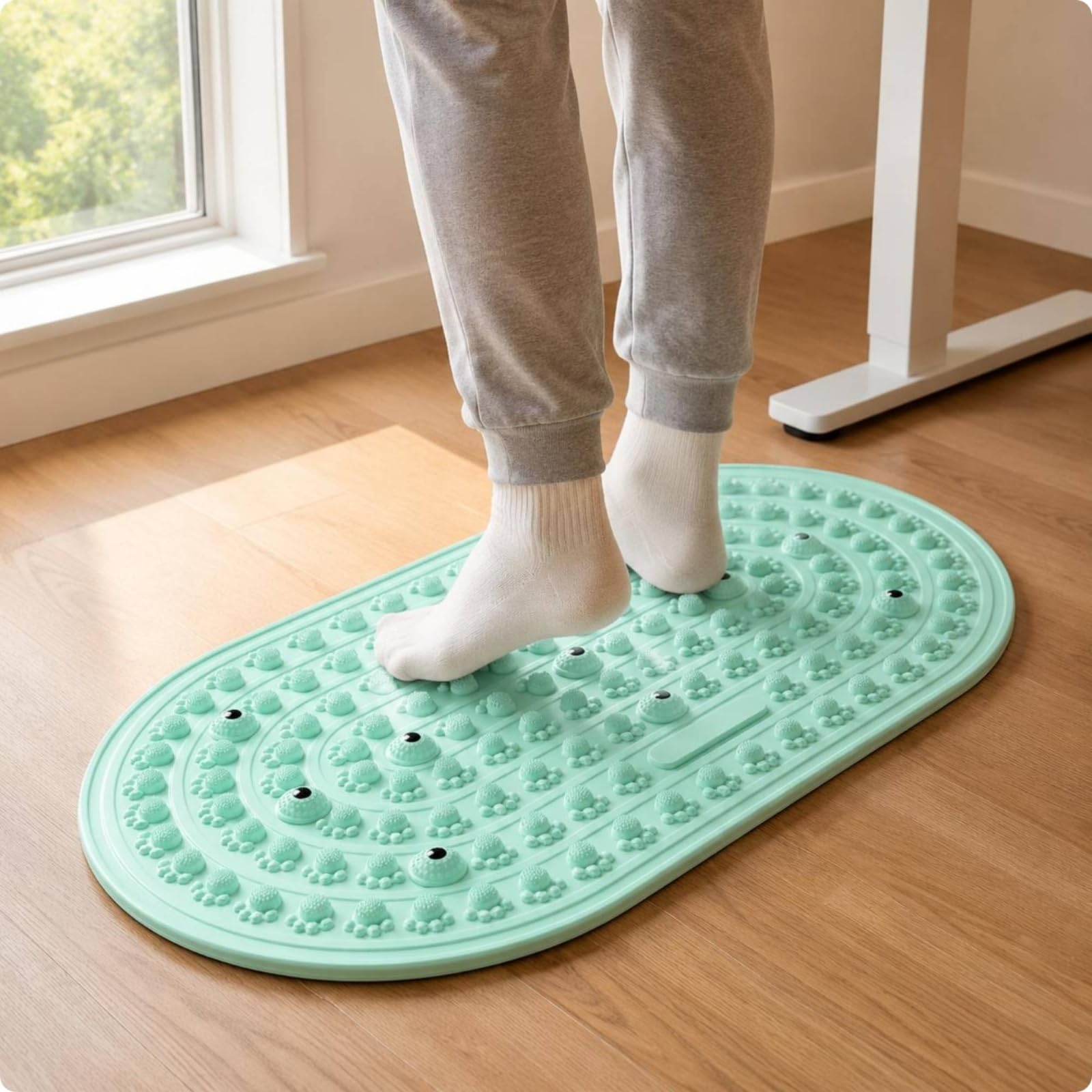 predolo Fußreflexzonen-Matte rutschfest Akupressur-Fußmatte weich Fußsohlen-Massagepad für zuhause, training, stretching, Grün