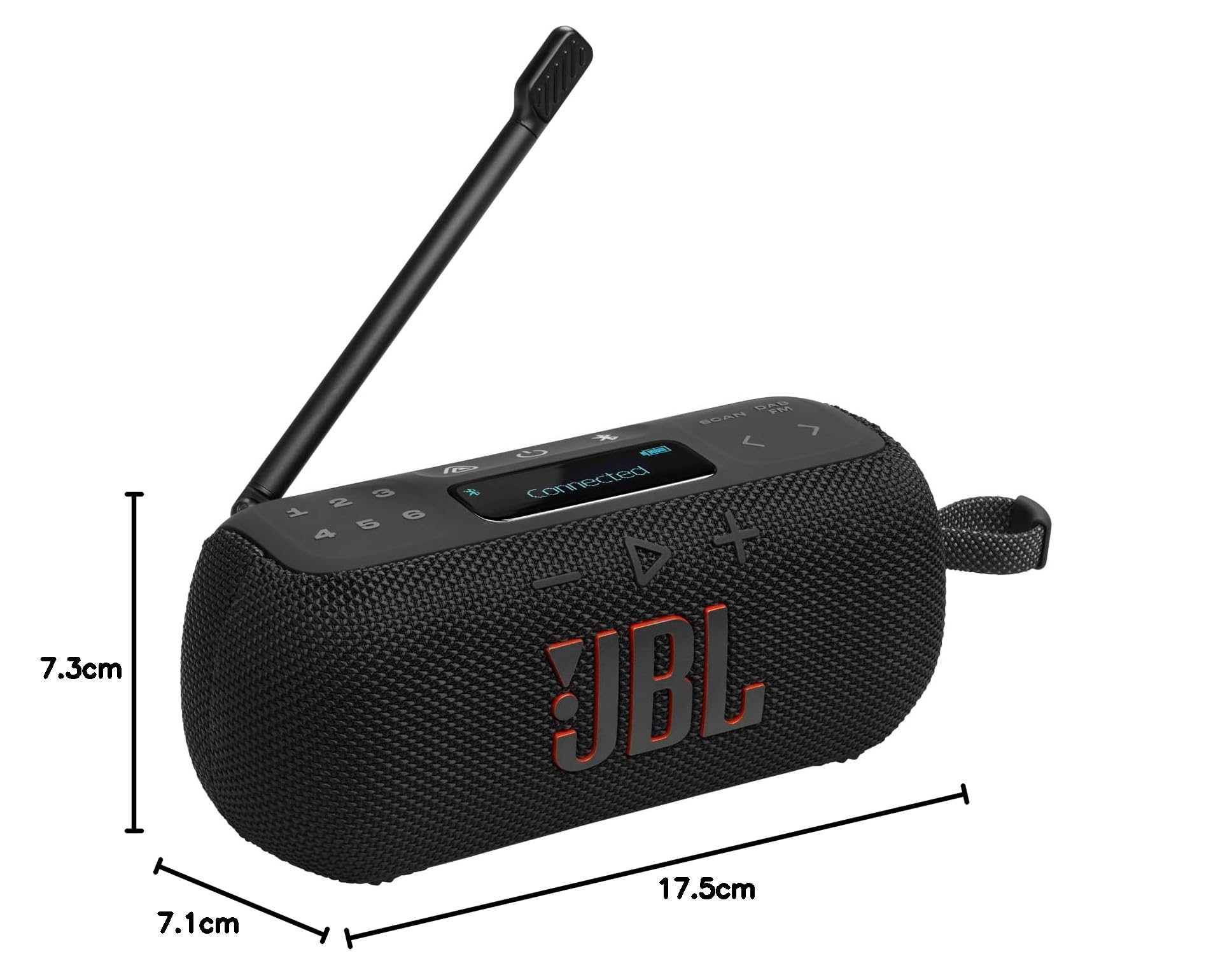JBL Tuner 3 Tragbares DAB/DAB+/UKW Bluetooth Radio mit 6 Sendern, Bis zu 15 Std Wiedergabe, IP68 Wasser- und staubdicht, Auracast Multi-Cast-Verbindung, Kompatibel mit JBL Portable App, Schwarz