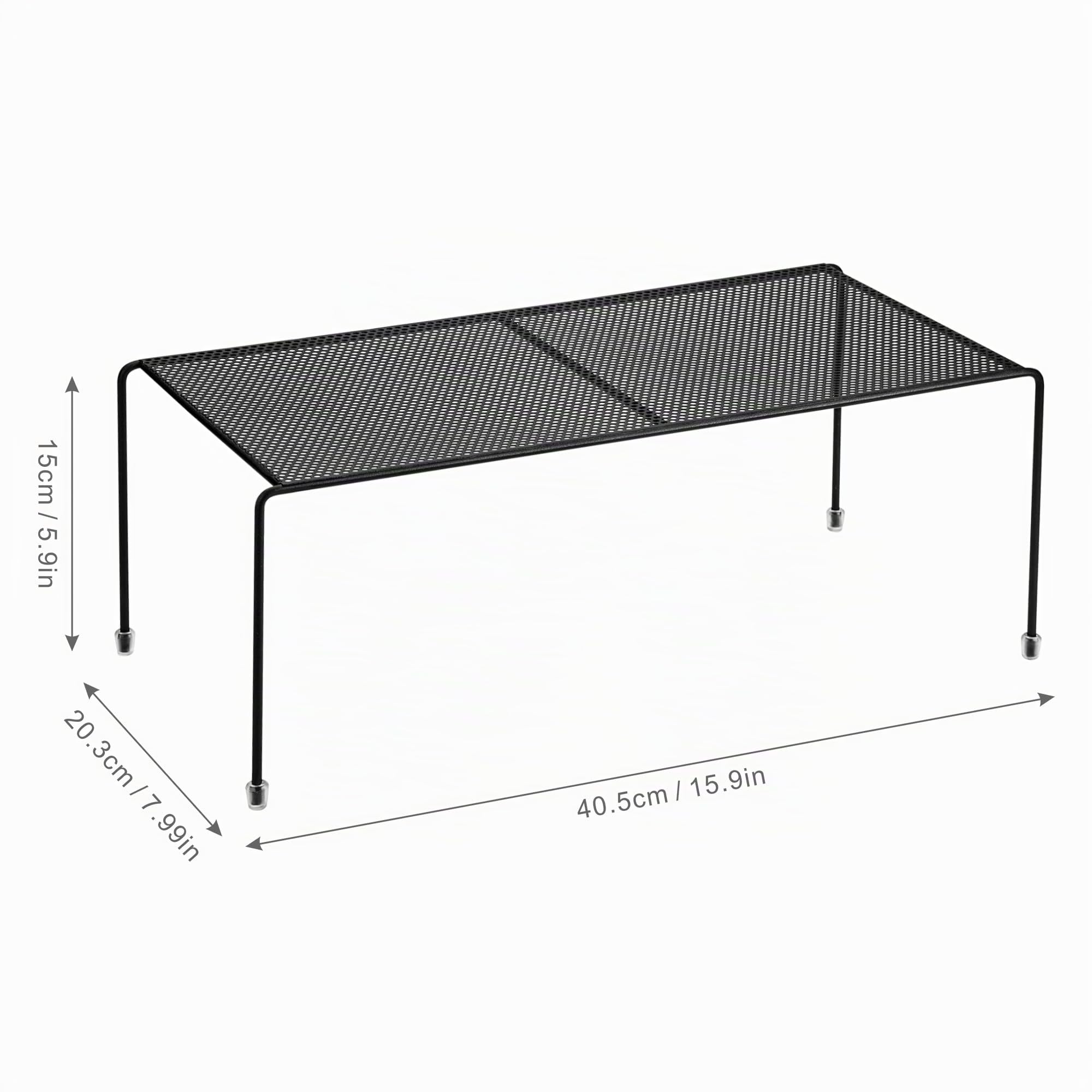 Lonian Kitchen Cabinet Organizer Shelf, Set of 4 Sturdy Metal Stackable Storage Baskets with Non Slip Feet, Black