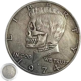 Metal Coins - Silver Plated Collectible Uncirculated Old Coins,Half Dollar Collectors Skull for History Lovers, Round Brass Coins Ruliyeefu