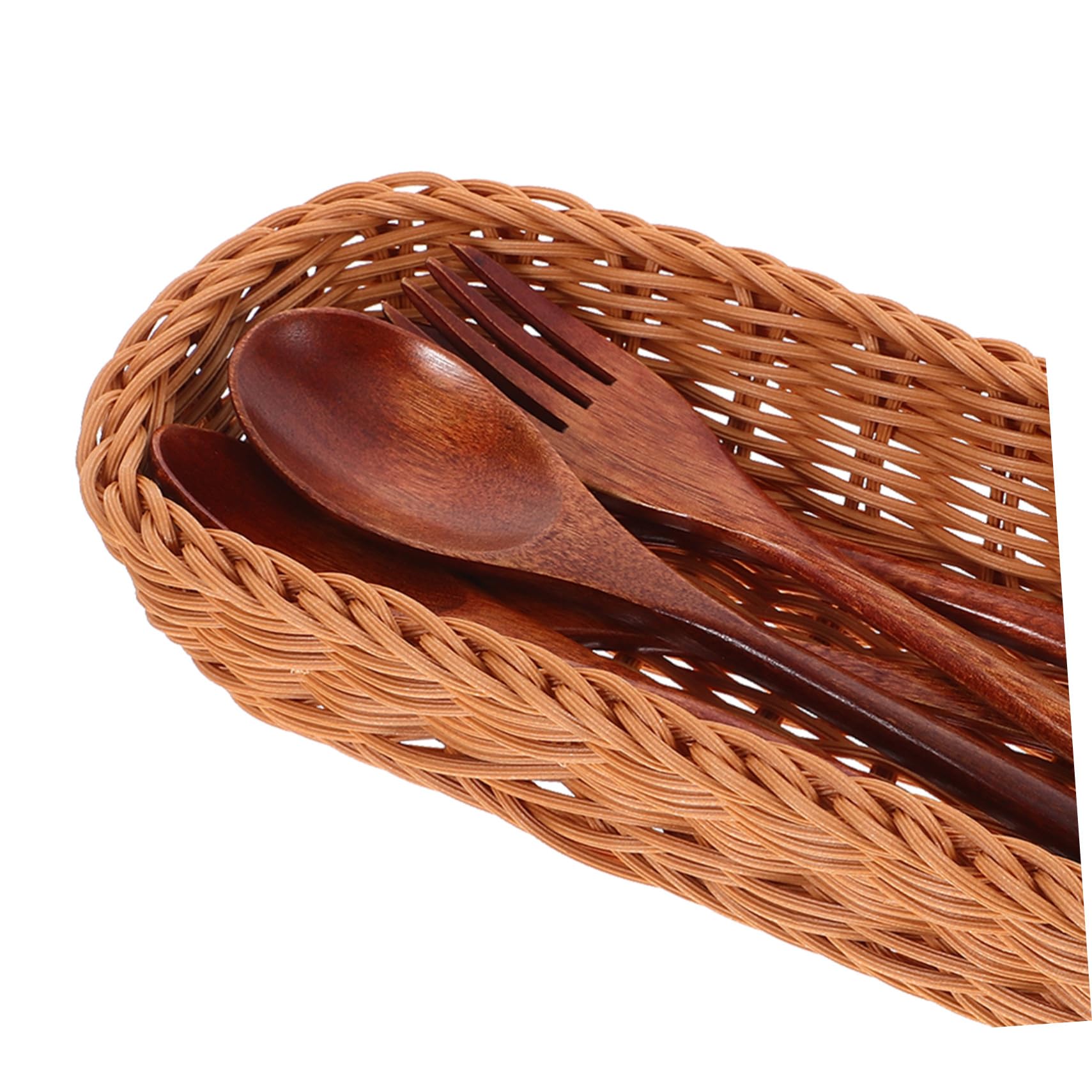 ULTECHNOVO Cesta de Almacenamiento Tejida para Cubiertos y Palillos Recipiente Plástico Resistente para Utensilios de Cocina Organizador Compacto para Mesa y Encimera