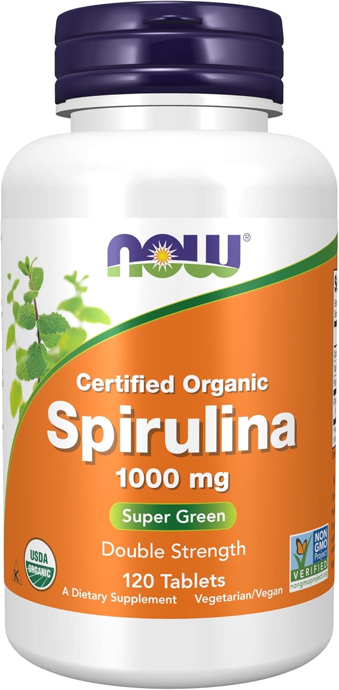 NOW Supplements, Certified Organic, Spirulina 1000 mg