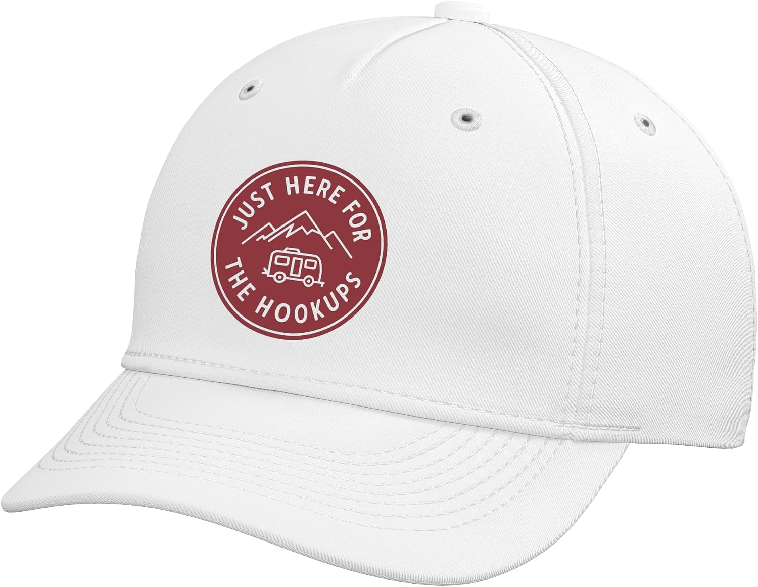 Im Just Here for the Hookups Funny RV Camping Motorhome Adjustable Baseball Hat