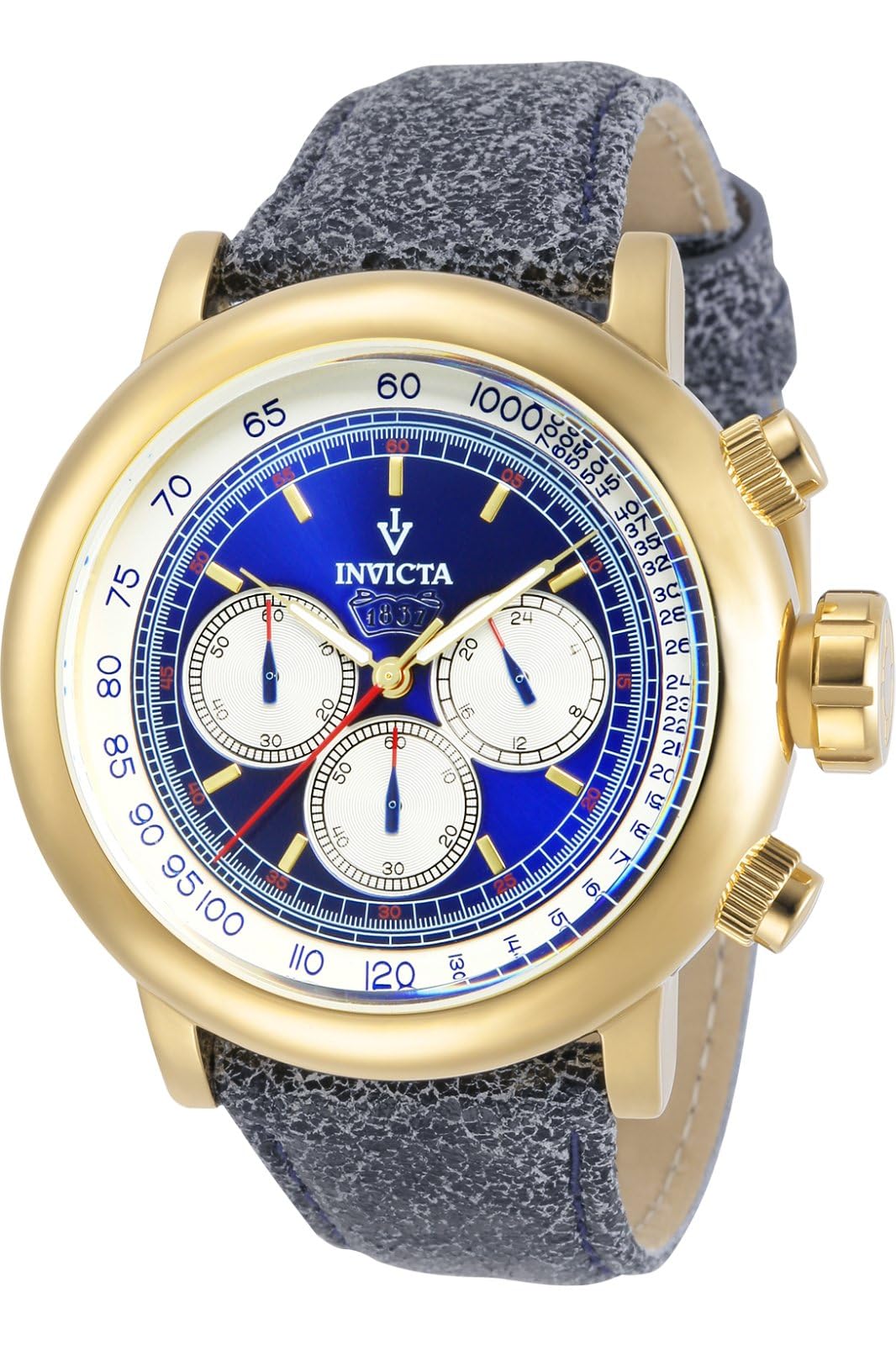 Invicta Leather Chronograph Blue Dial Mens Watch-13057, Band Color:Grey (B00CTFOB4K) Amazon Price History, Amazon Price Tracker