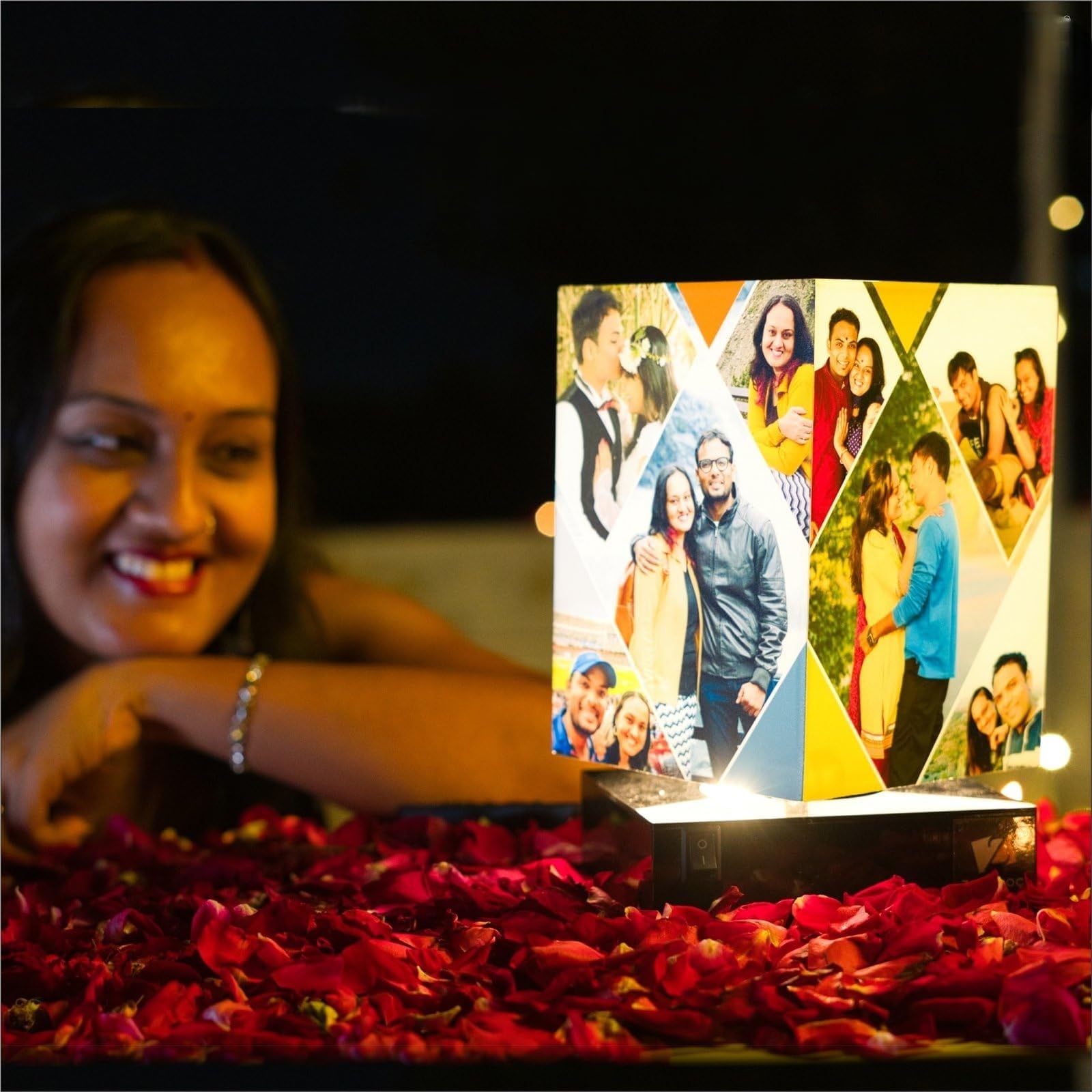 Valentine's Day Gift - Yaadein - Rotating Lamp with 17 Photos, BT Speaker with Light Inside. Personalized Anniversary Gift for Wife, Customized Gift for Husband, Wedding Gifts for Couple.-picture-18