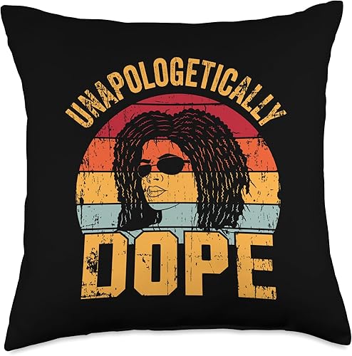 Unapologetically Dope African American Melanin Afro Outfit Throw Pillow, 18x18, Multicolor