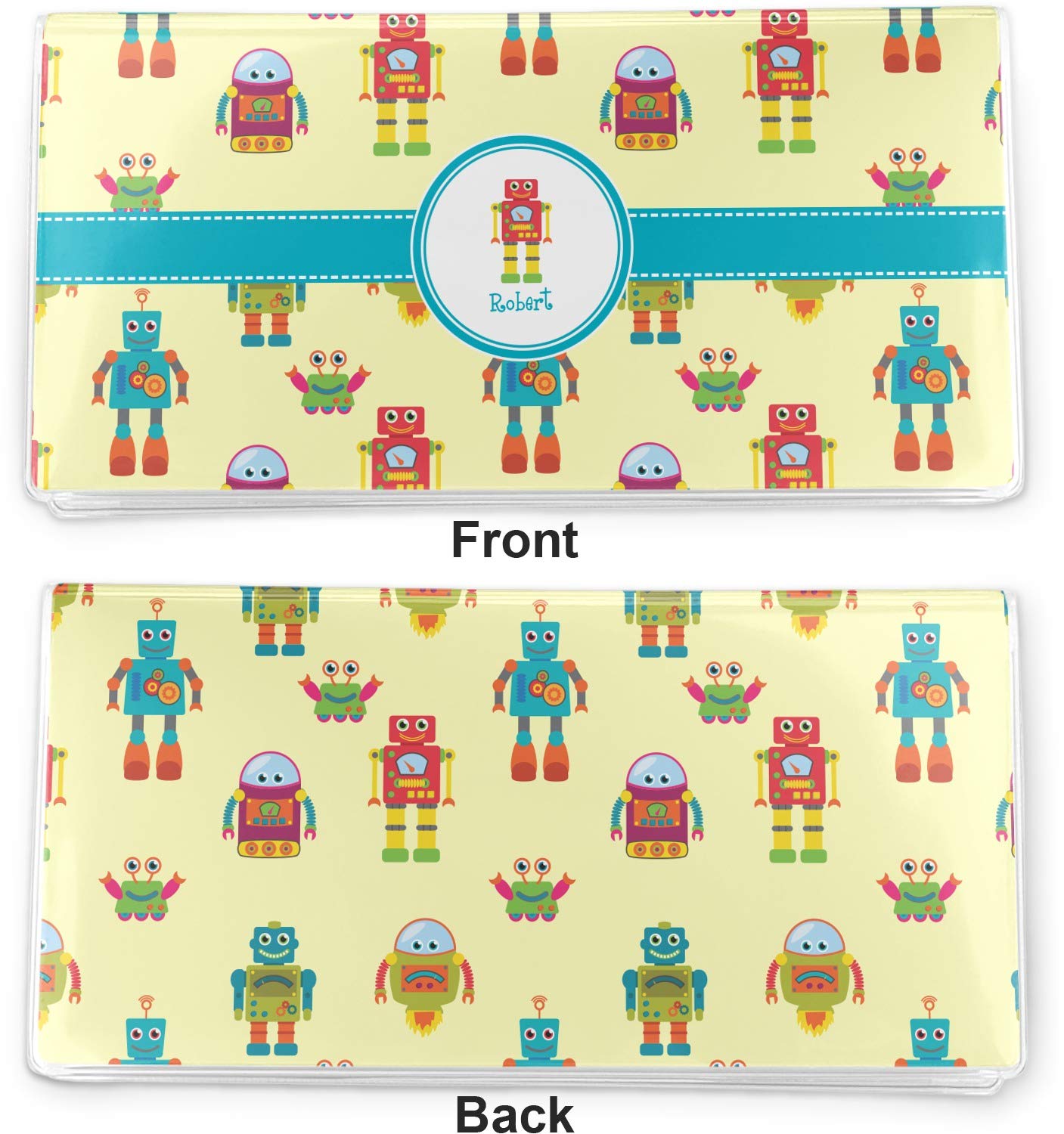 RNK Shops Personalized Robot Vinyl Checkbook Cover