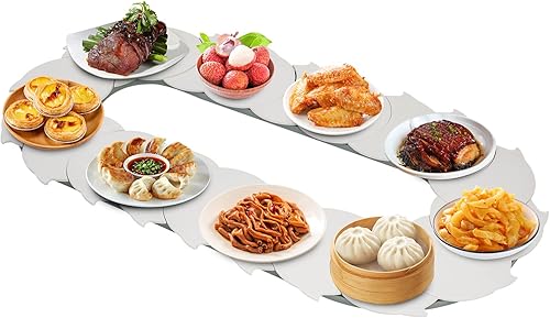 Fetcoi Tocadiscos giratorios de 360 para fiestas, giratorio manual, ajustable, mesa giratoria de alimentos para servir alimentos, mesa de comedor